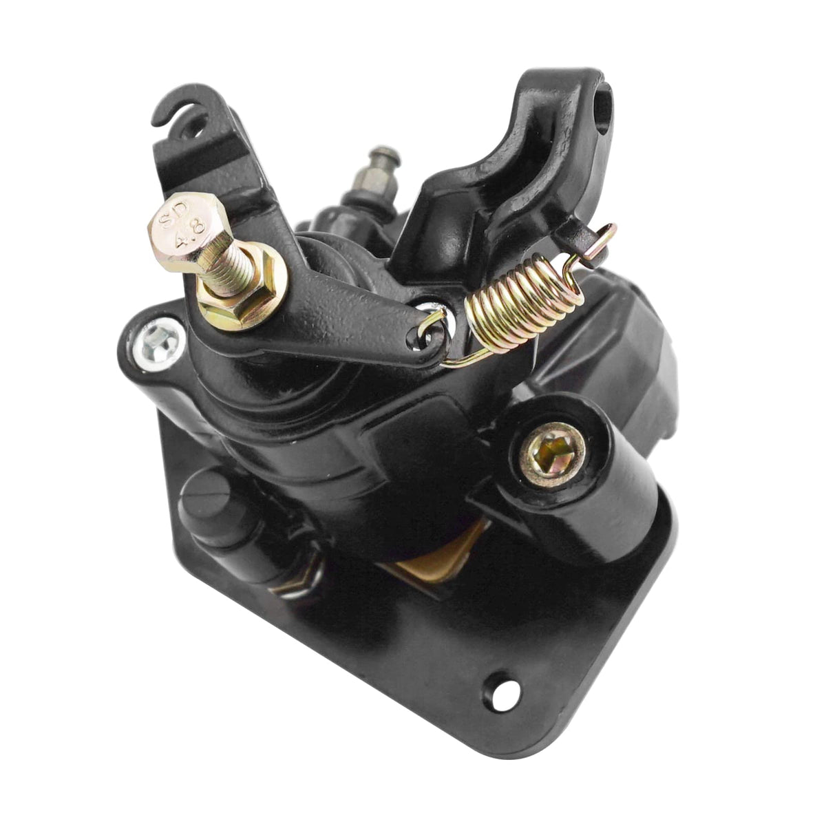 M MATI rear brake caliper assembly with pads for go-karts, ready for quick installation.