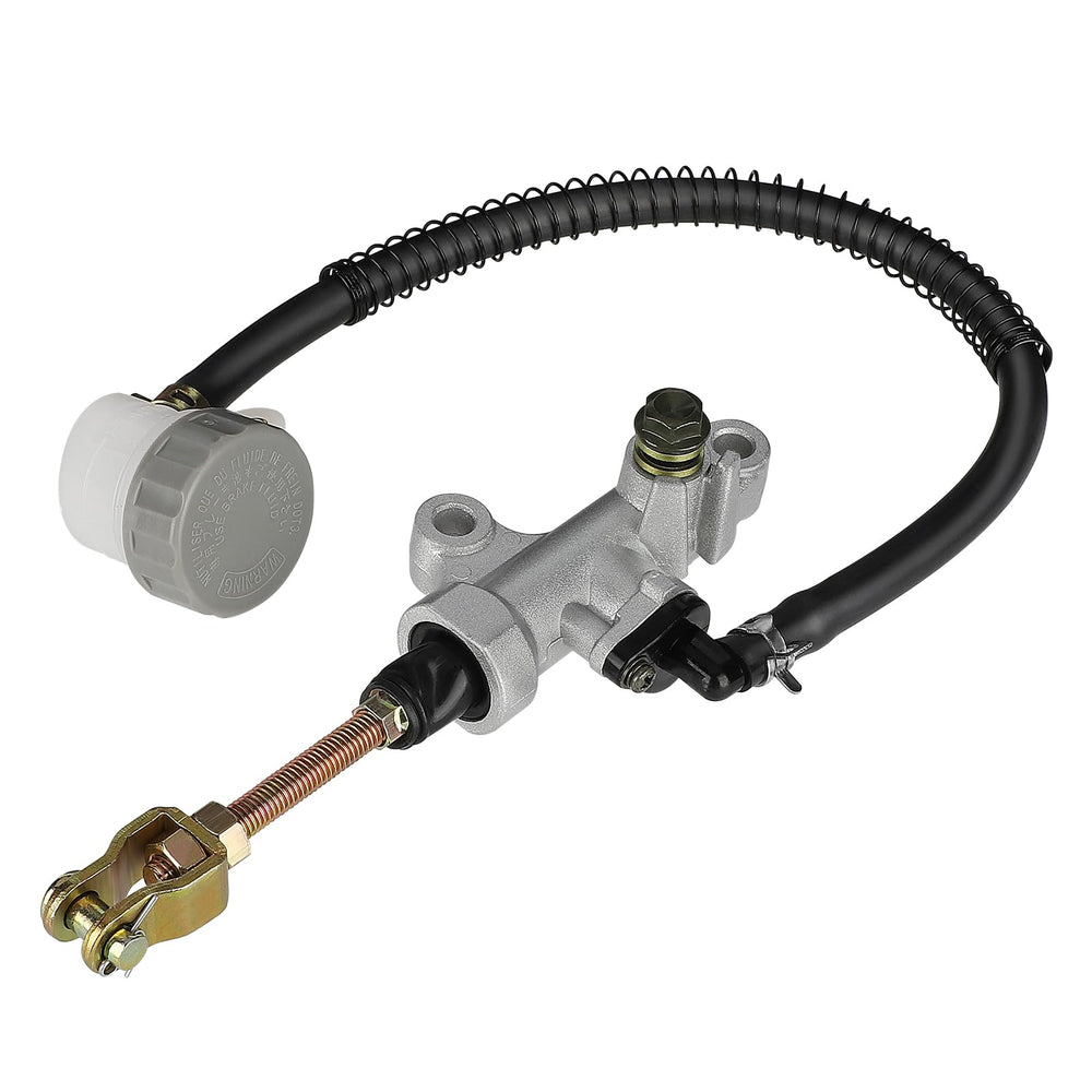M MATI rear foot brake master cylinder for Yamaha Warrior, side view highlighting fitment.