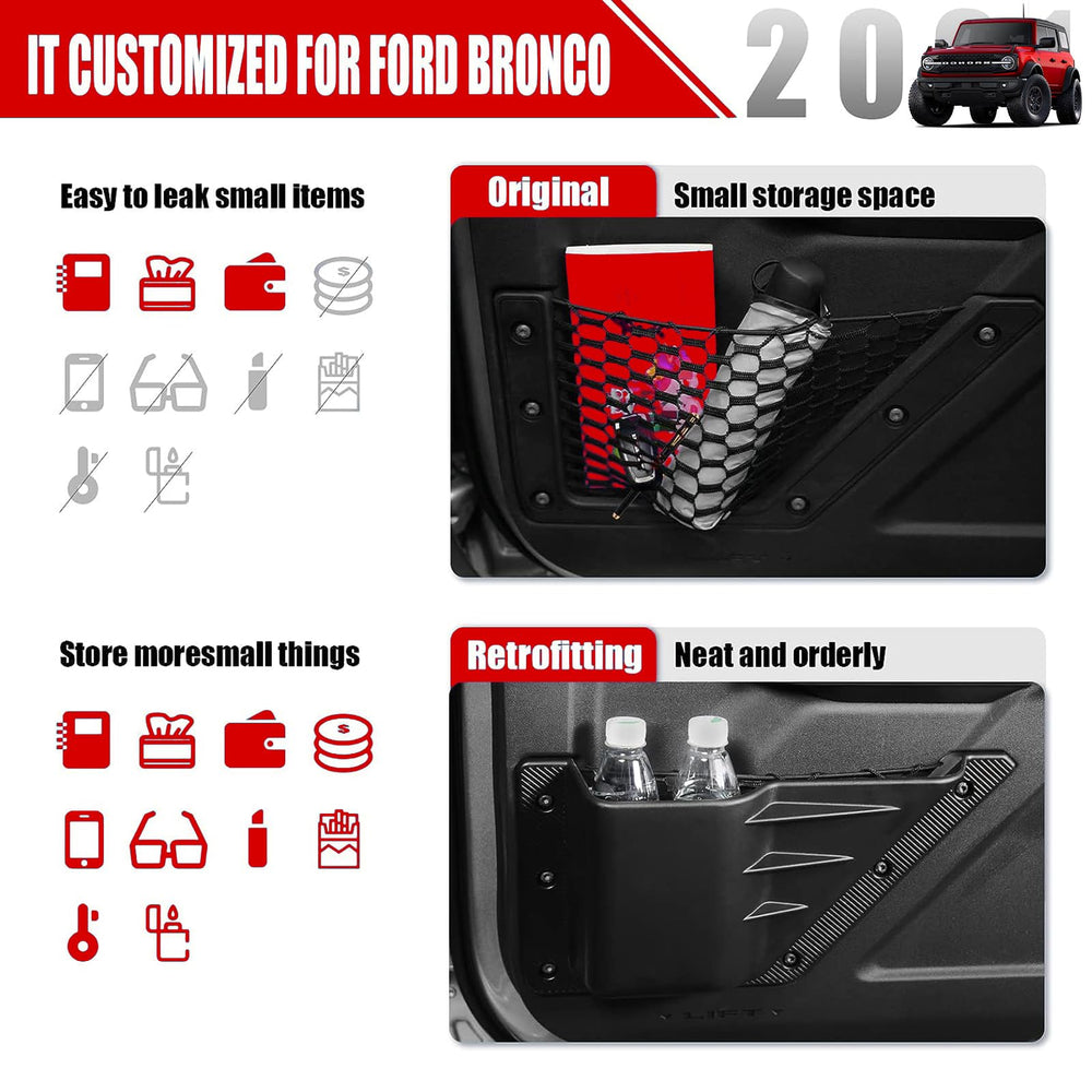 Mabett interior organizer for Bronco reduces cabin clutter during trips