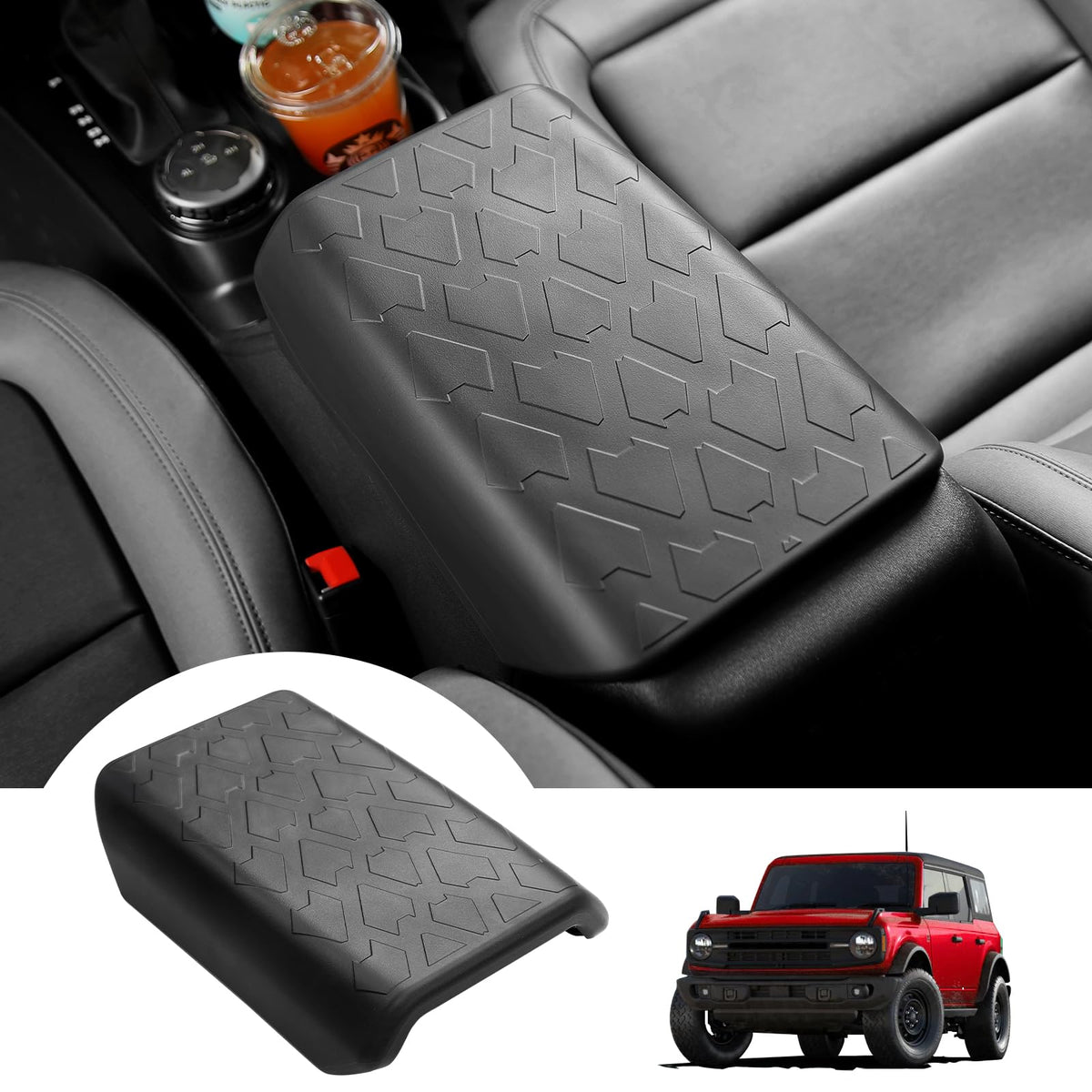 Mabett center console armrest cover on Ford Bronco 2021–2025 providing full protection.