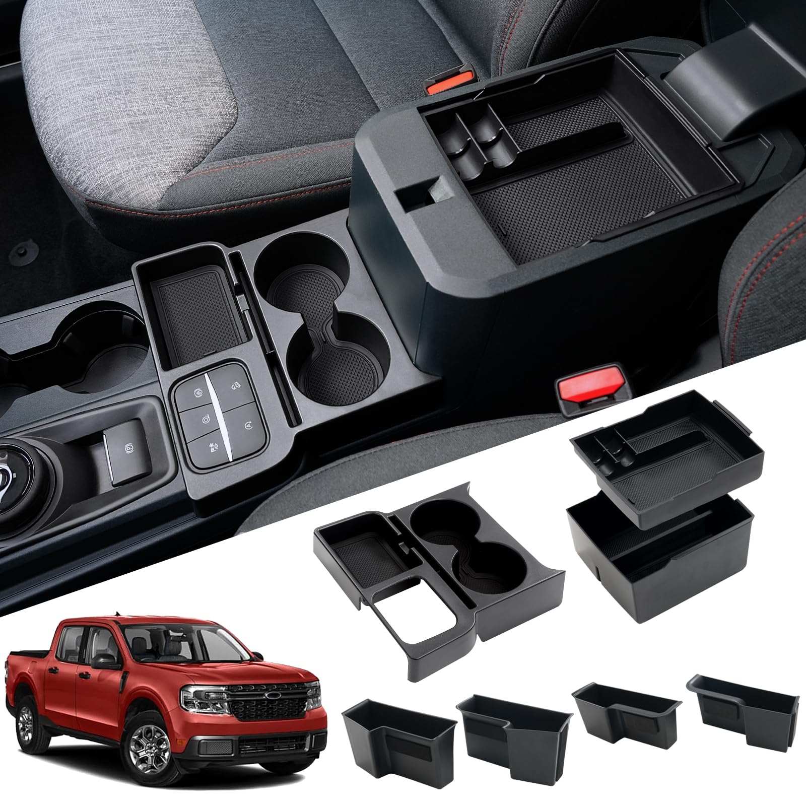 Mabett center console double-layer tray for Maverick keeps essentials neatly organized