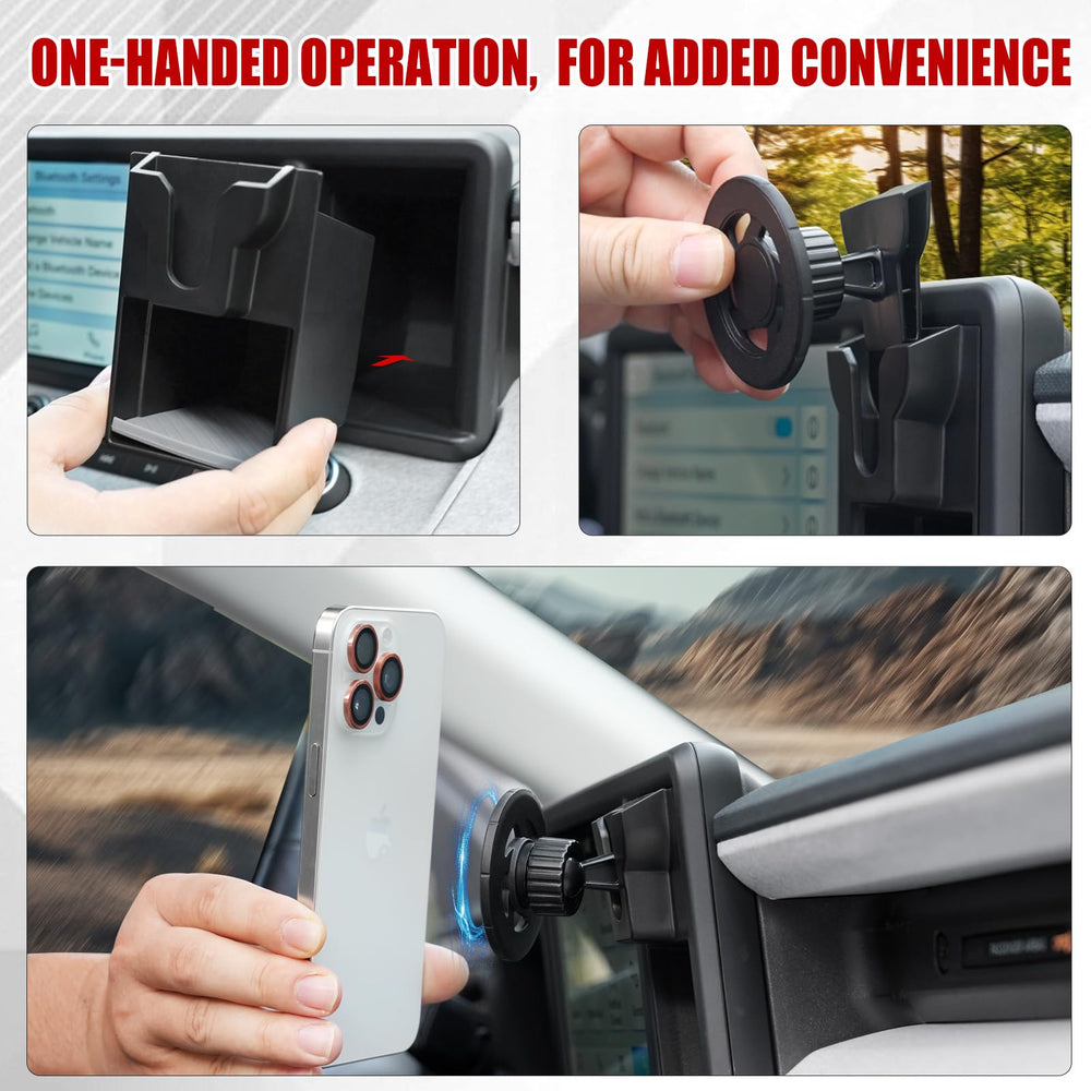 Mabett cubby organizer with magnetic hold secures phone with one-handed placement.