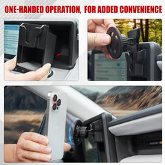 Mabett cubby organizer with magnetic hold secures phone with one-handed placement.