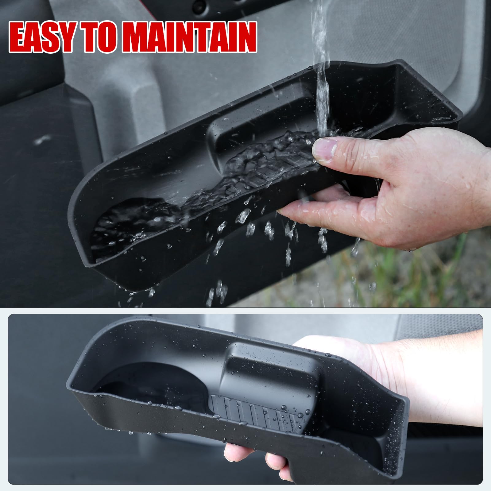 Divided compartments in Mabett tray keep umbrellas, drinks, and keys organized.