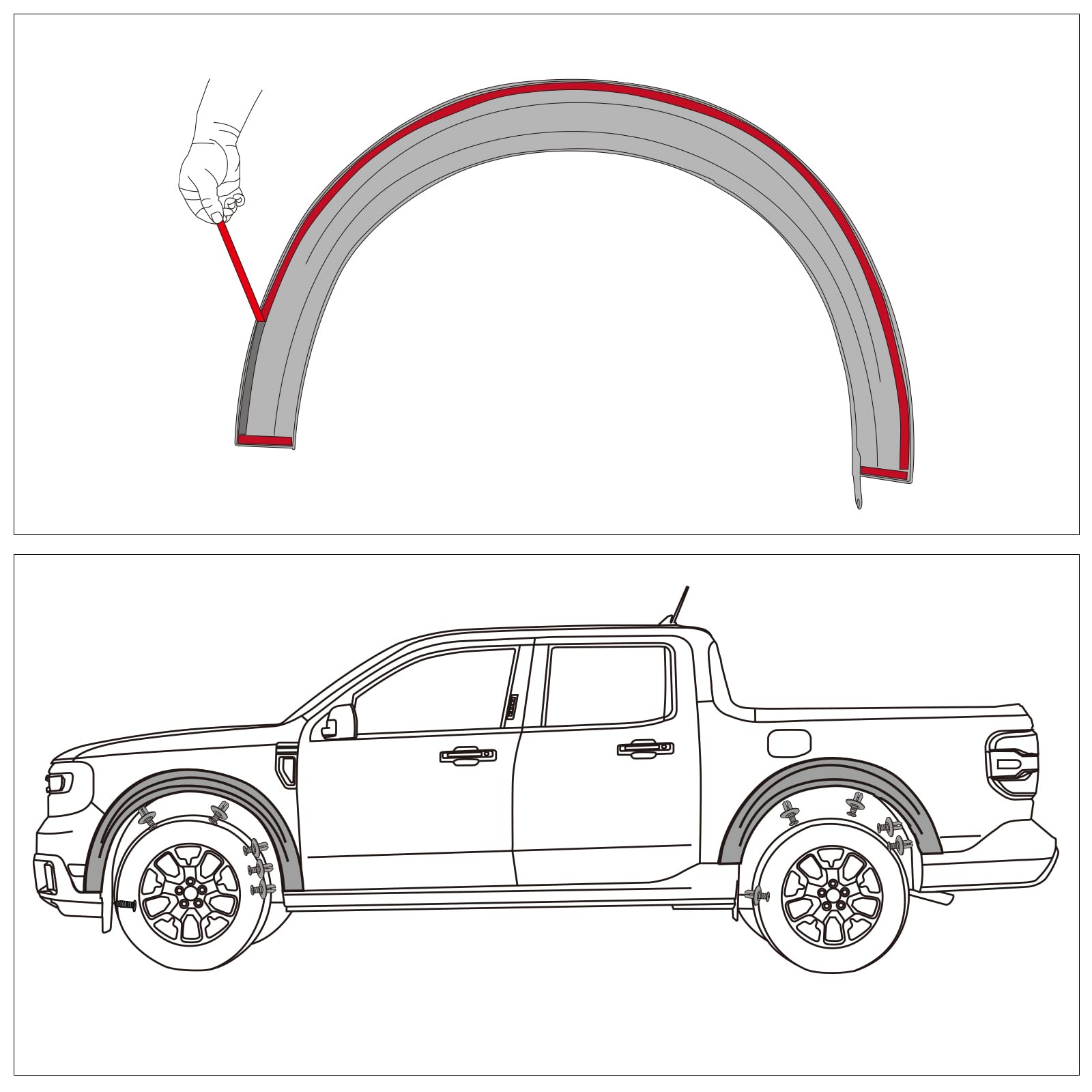 Mabett Fender Flares secure mount with original screws.