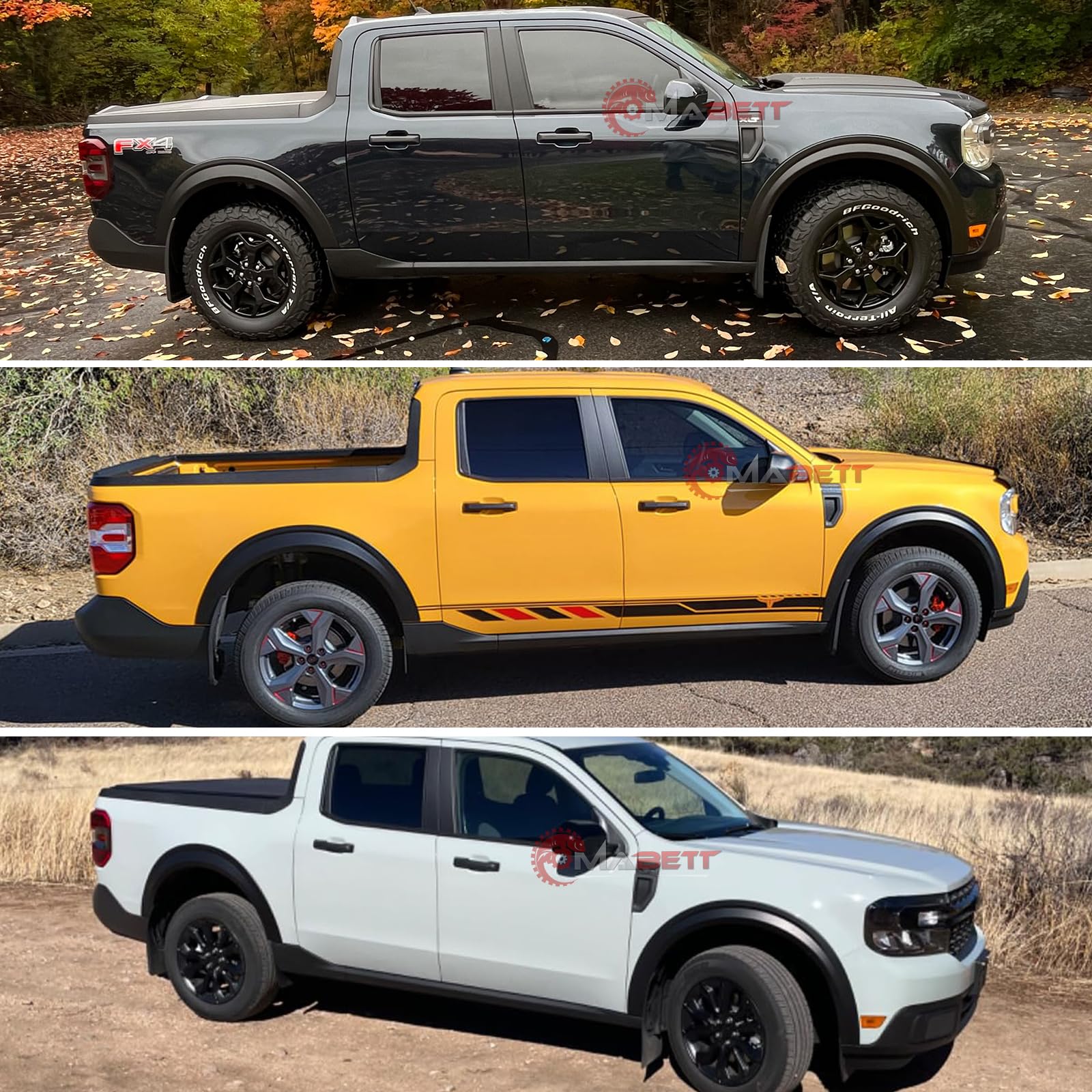 Mabett Fender Flares seamless styling with no gaps on Maverick.