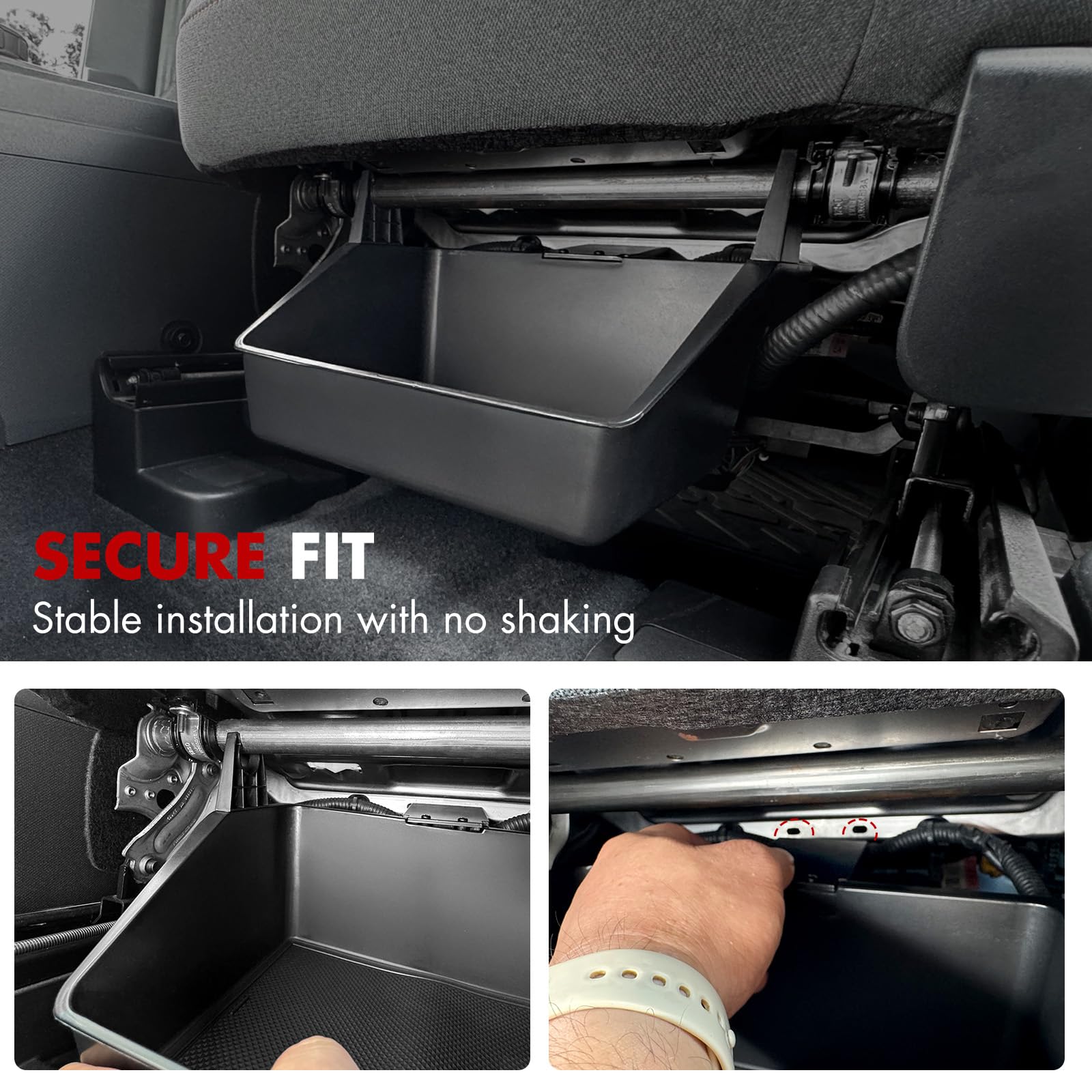 Mabett hidden storage keeps valuables out of sight during drives.