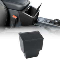 Mabett lidded console storage box in the Ford Maverick front seat keeps essentials within reach.