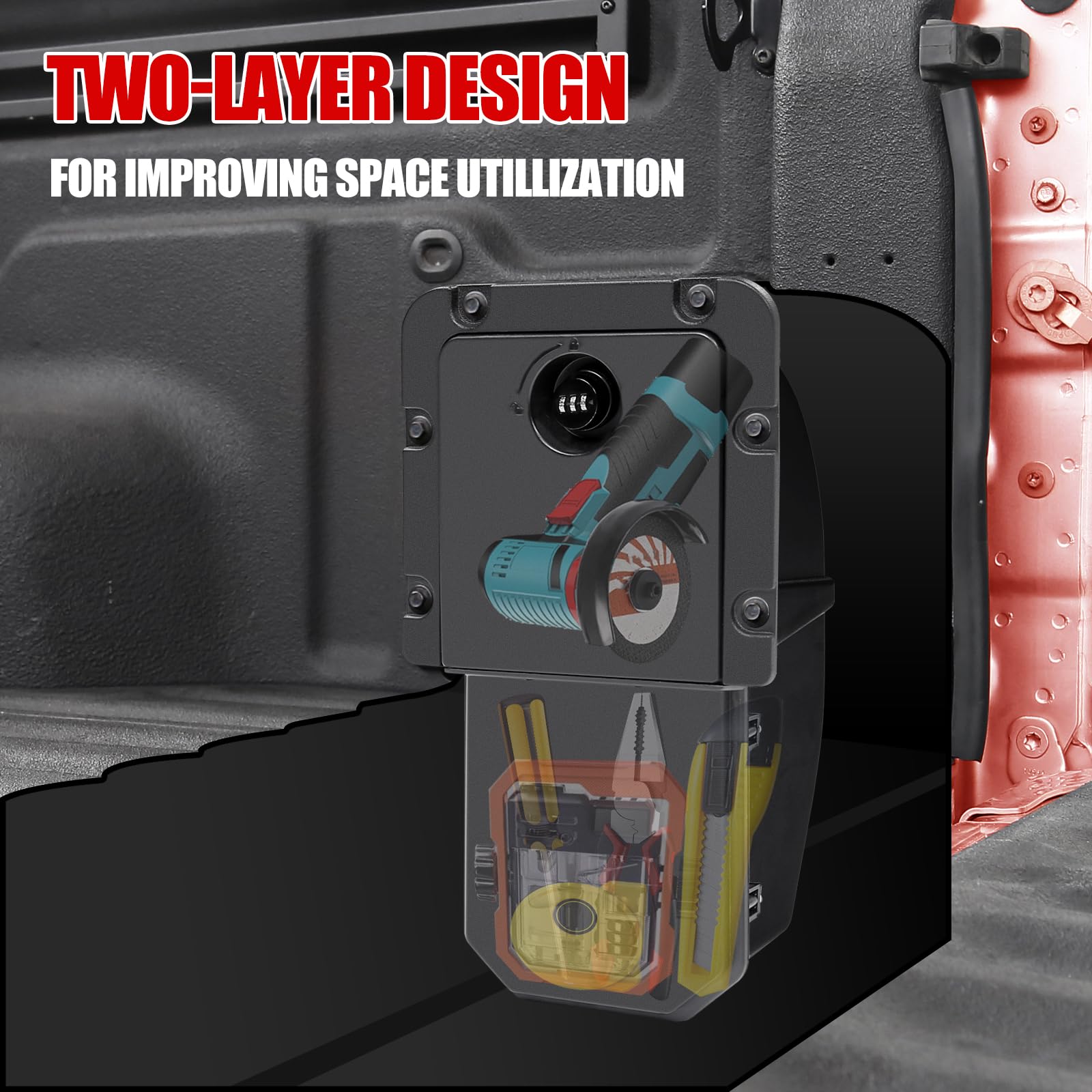 Premium PP plus ABS material close-up highlights sturdy, durable construction.
