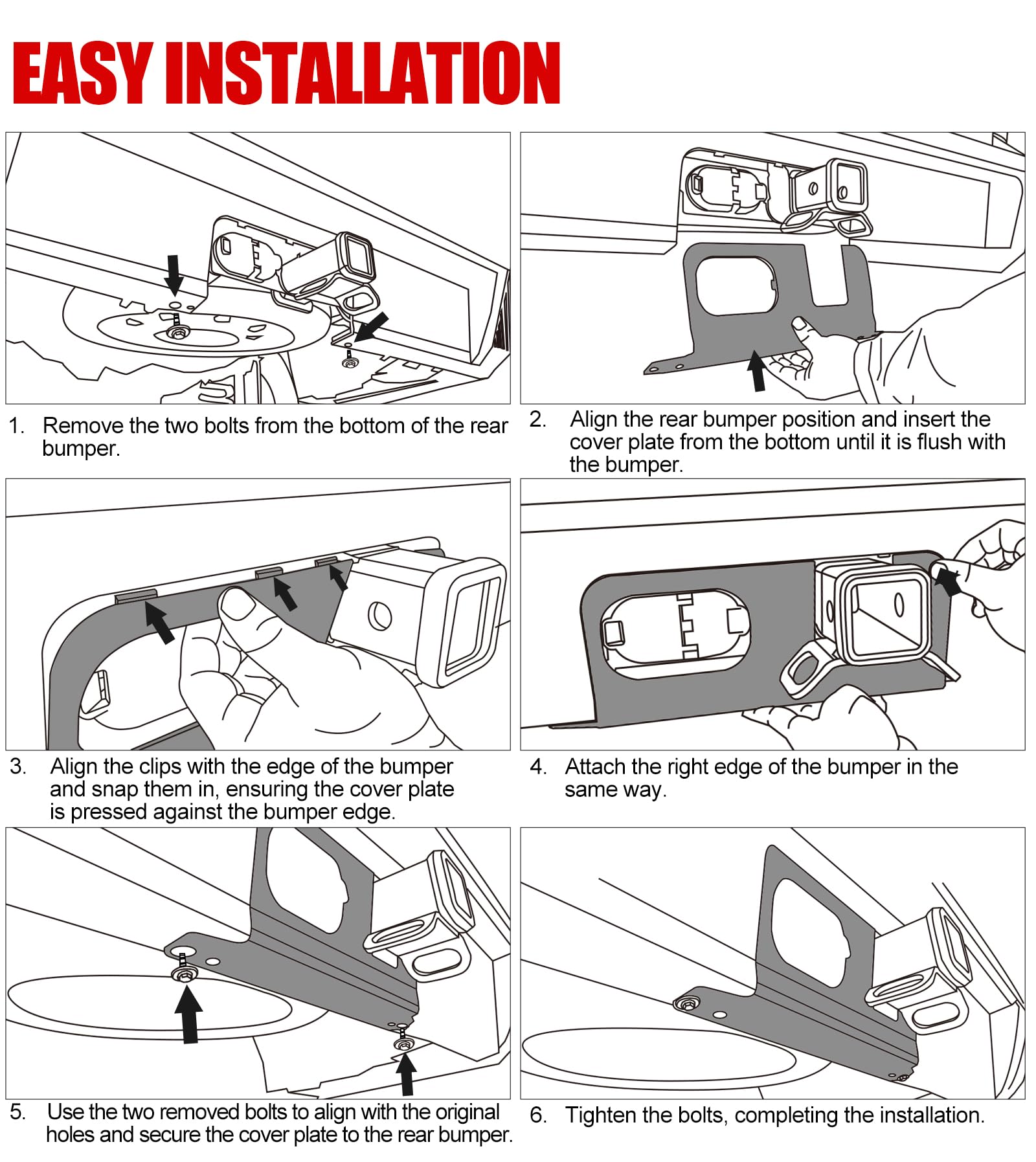 Mabett rear bumper cover plate installation using existing Maverick screws