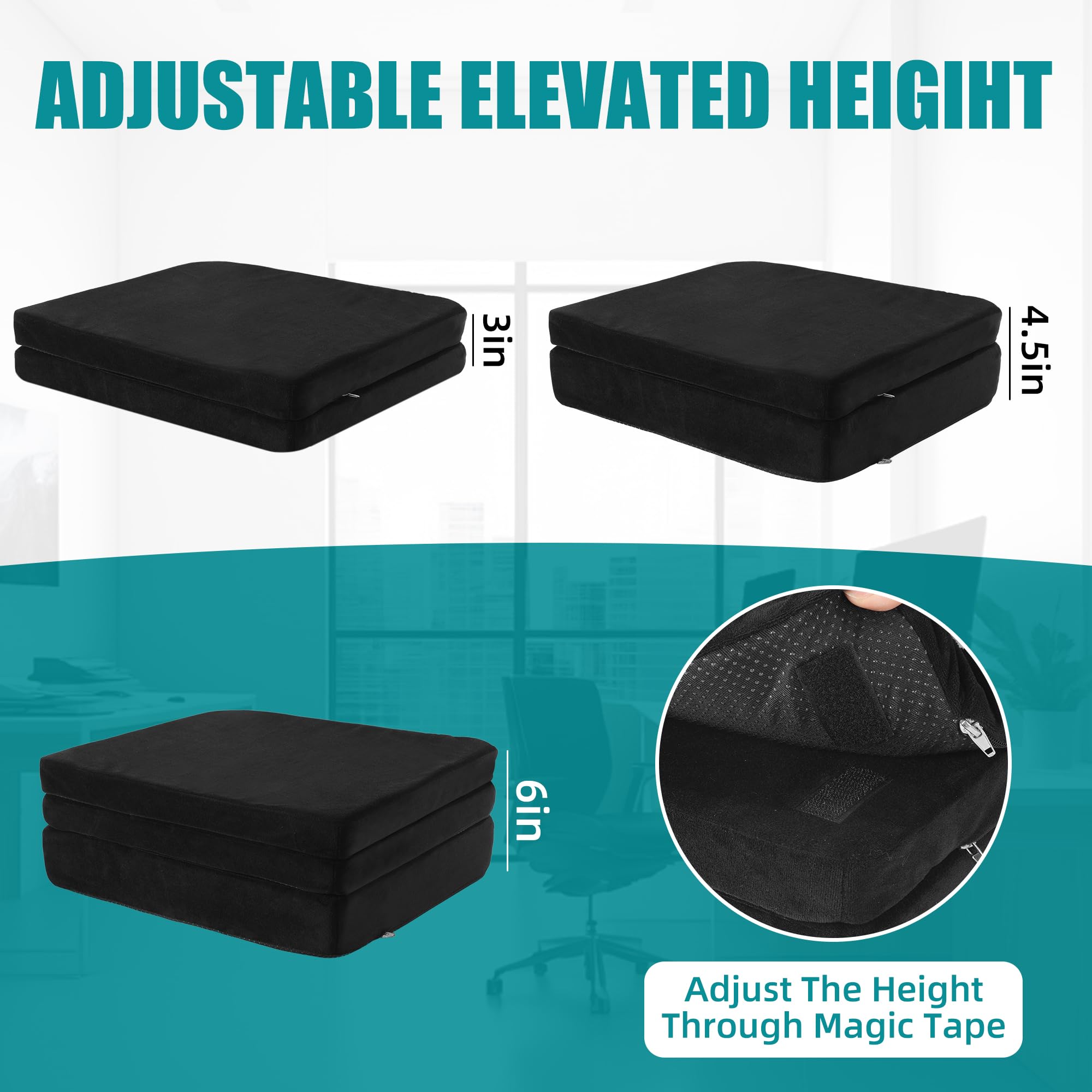 MABOZOO six-inch thick seat pad increases height for easier desk access