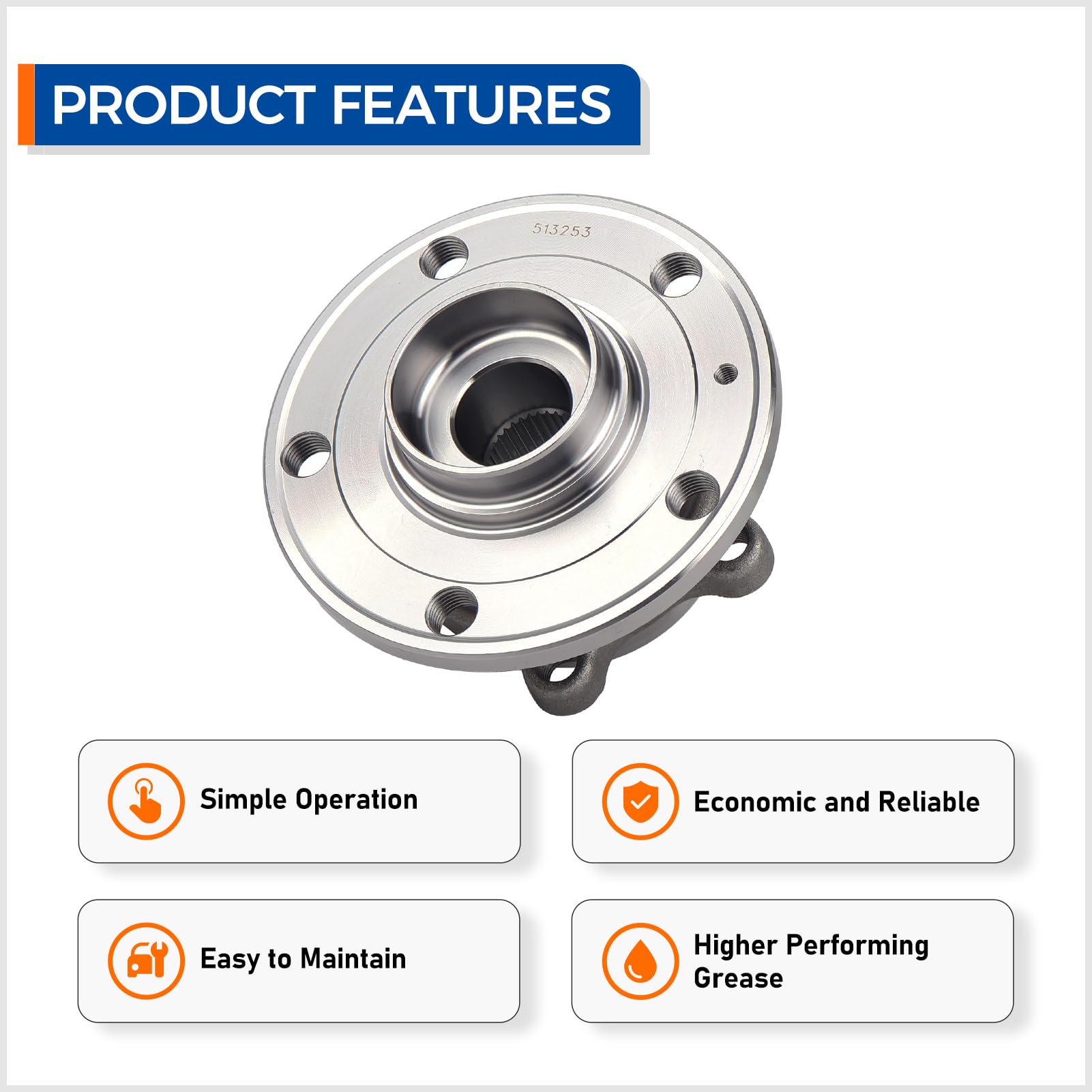 MACEL 513253 wheel bearing hub assembly ABS sensor side with sensor-ready design.