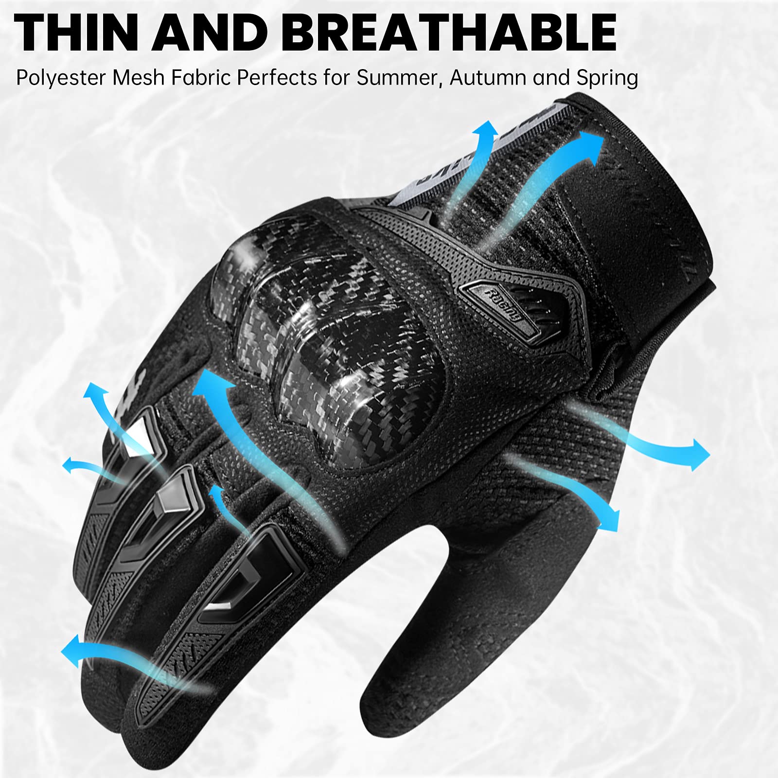 MADBIKE MD66 gloves ergonomic snug fit design to enhance grip and control.
