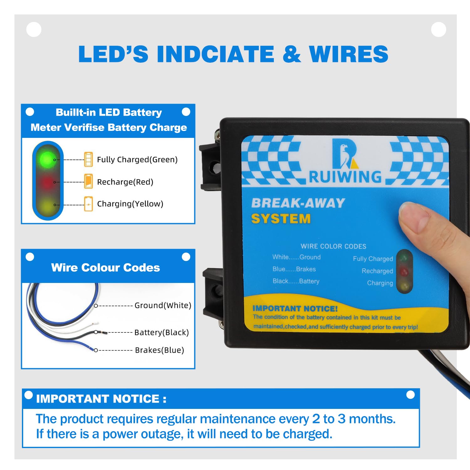 MADONGLI built-in 12V 5Ah battery provides standby brake activation power