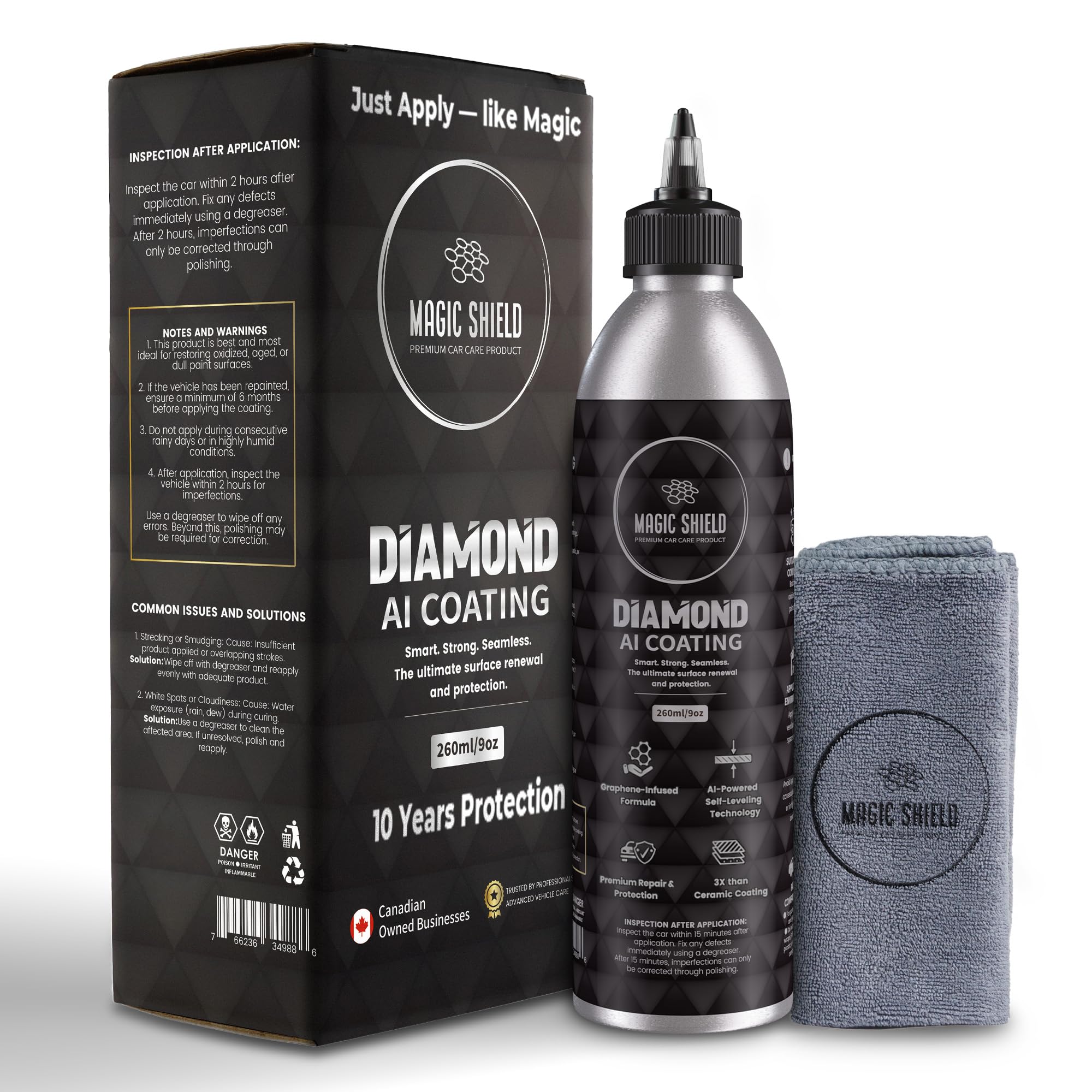 Magic Shield Diamond AI Coating bottle front shows premium protection for your finish