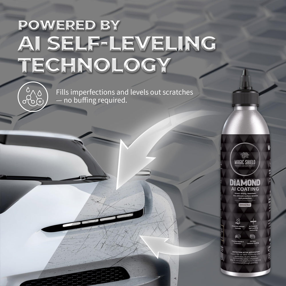 Magic Shield Diamond AI Coating water bead test demonstrates strong hydrophobic behavior
