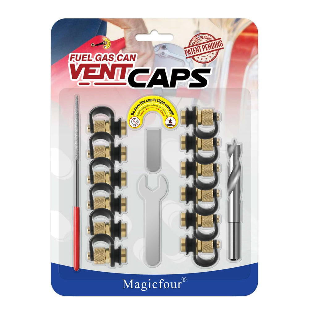 Magicfour gas can vent cap 12-pack for faster pouring and leak prevention.