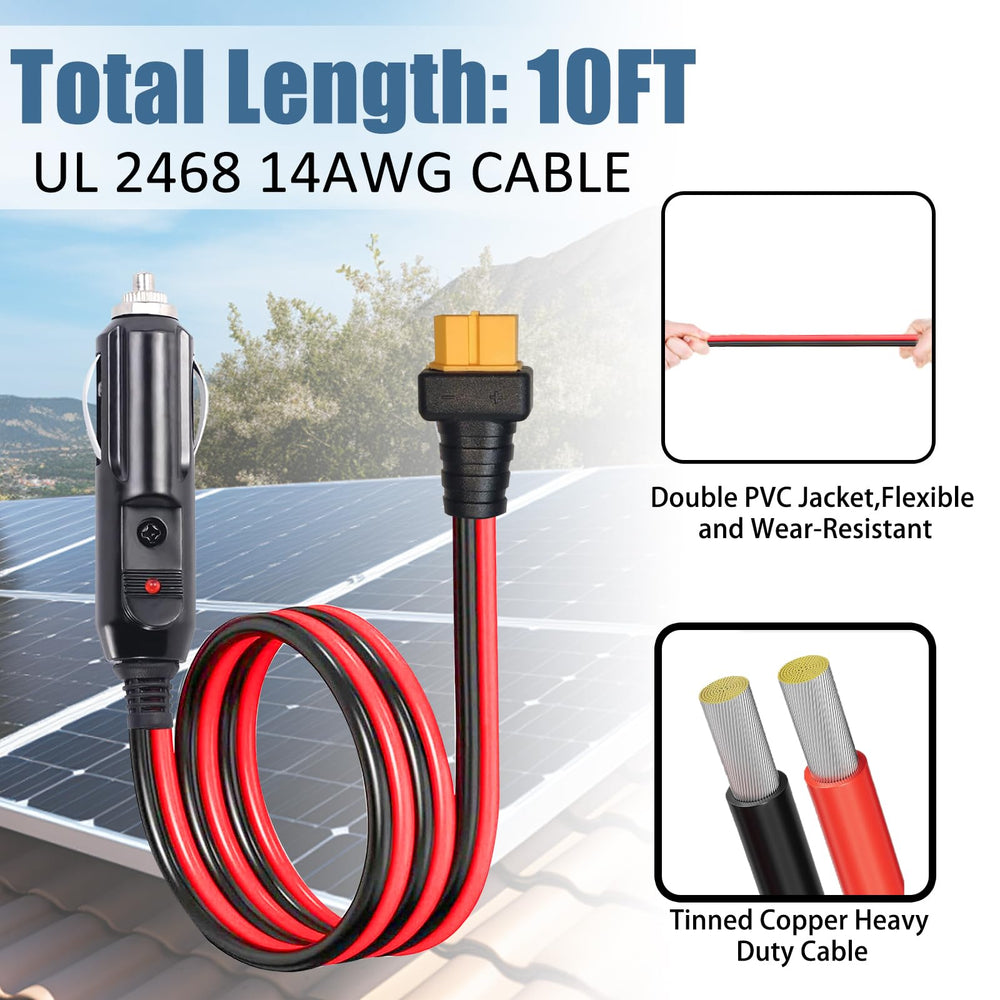 Magiktech cigarette lighter to XT60 adapter 10ft offers flexible reach for mobile charging.