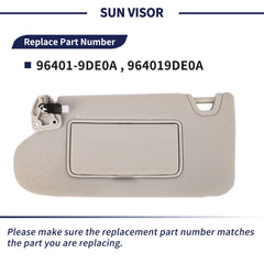Magimaker gray sun visor includes vanity light for easier nighttime checks.