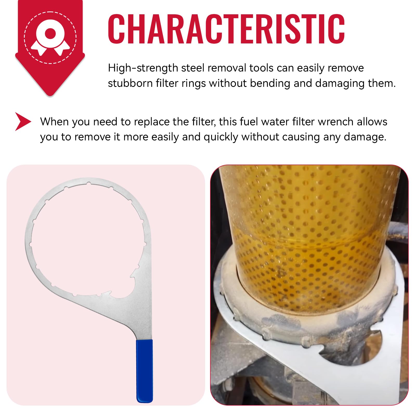 Magluv wrench easy-use clamp-action demonstration for quick filter removal.
