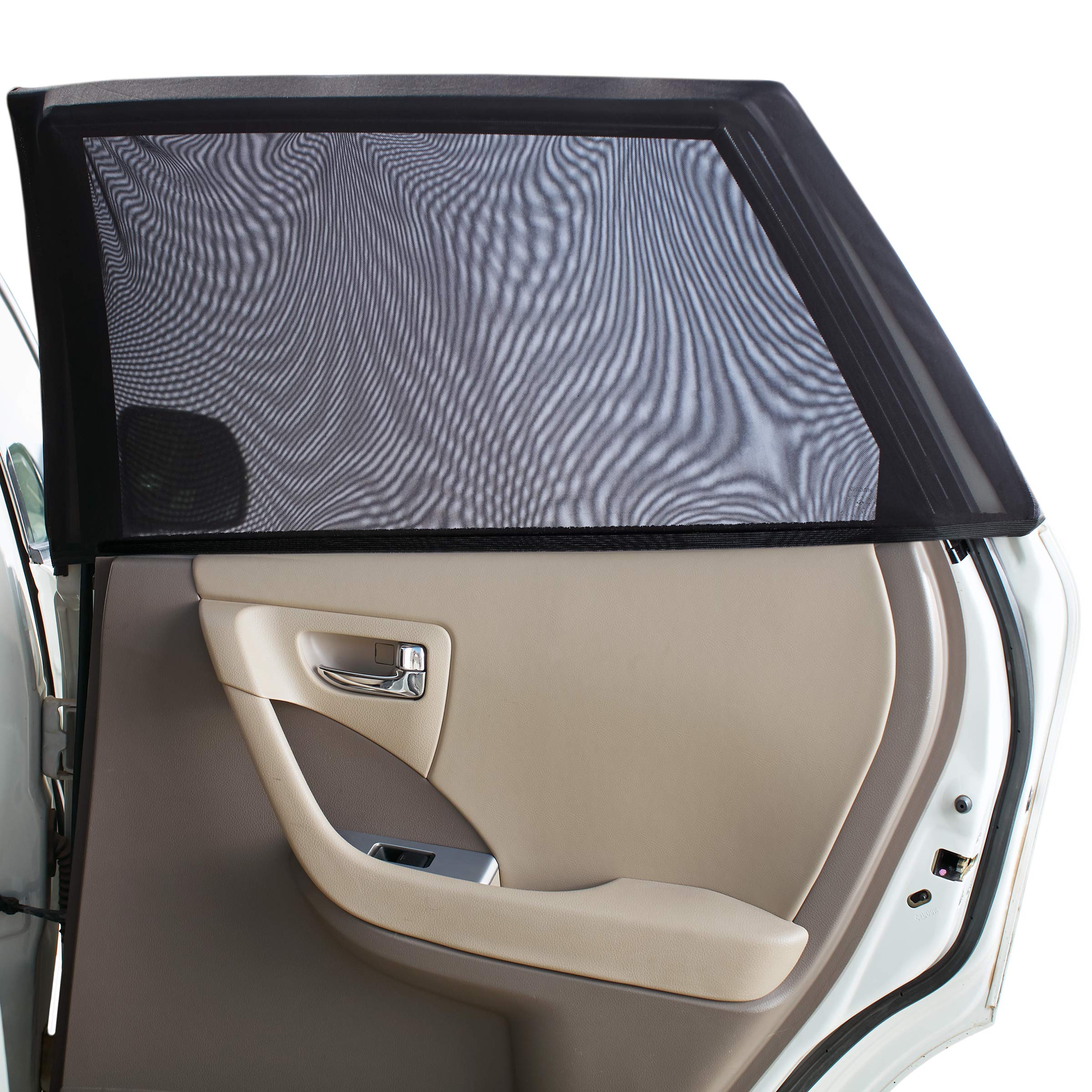 Magnelex sock-style shades on side doors block sun and keep infants cool.