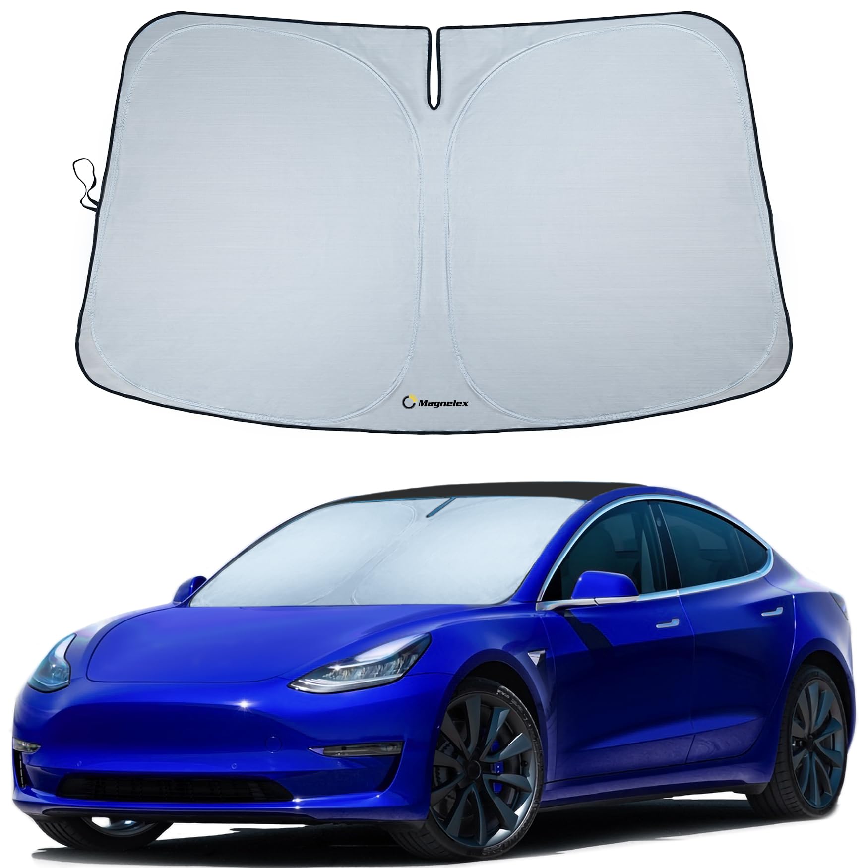 Magnelex Tesla Windshield Sun Shade for Model 3 provides precise fit and UV protection.