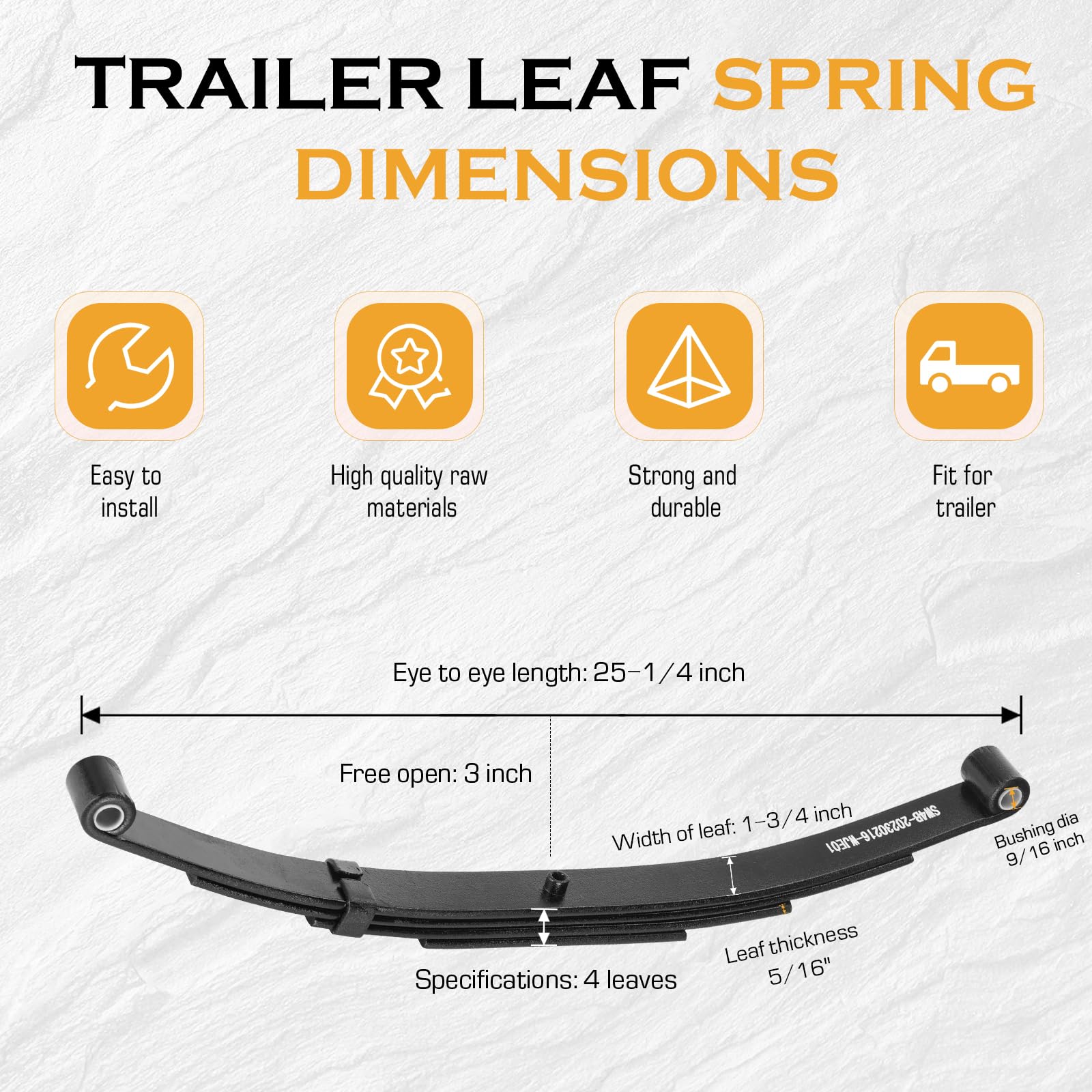 Magorfas double-eye spring with 25-1/4 inch length designed for SW4B trailers.