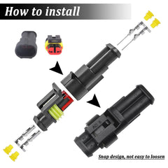 Maierke 4-pin waterproof connectors enabling safe multi-wire splices on vehicles.