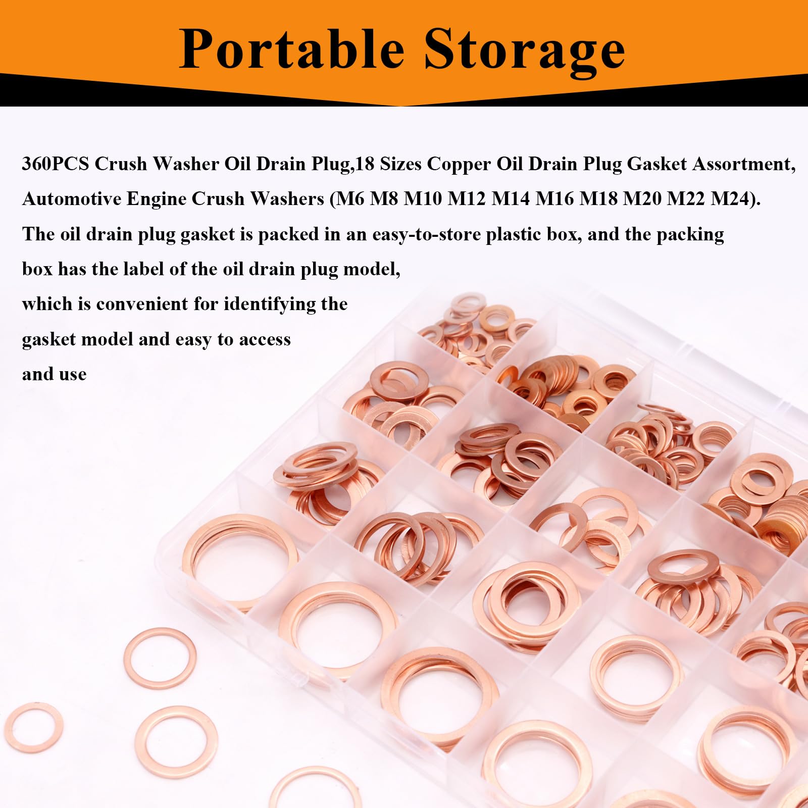 Maierke 18-size copper washer set covers useful automotive applications.