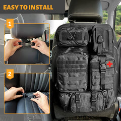 MAIKER OFF ROAD seat-back organizer headrest strap for quick installation.
