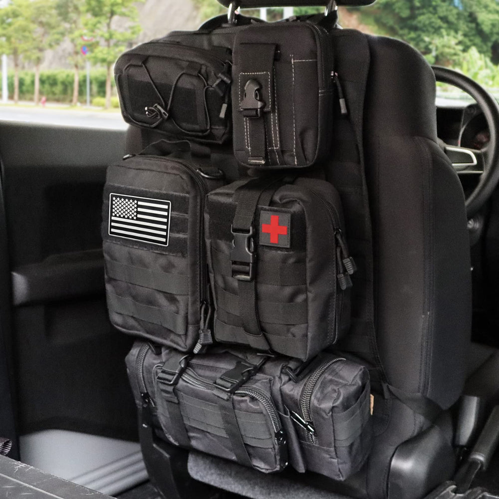 MAIKER OFF ROAD seat-back organizer closeup shows durable fabric for heavy use.