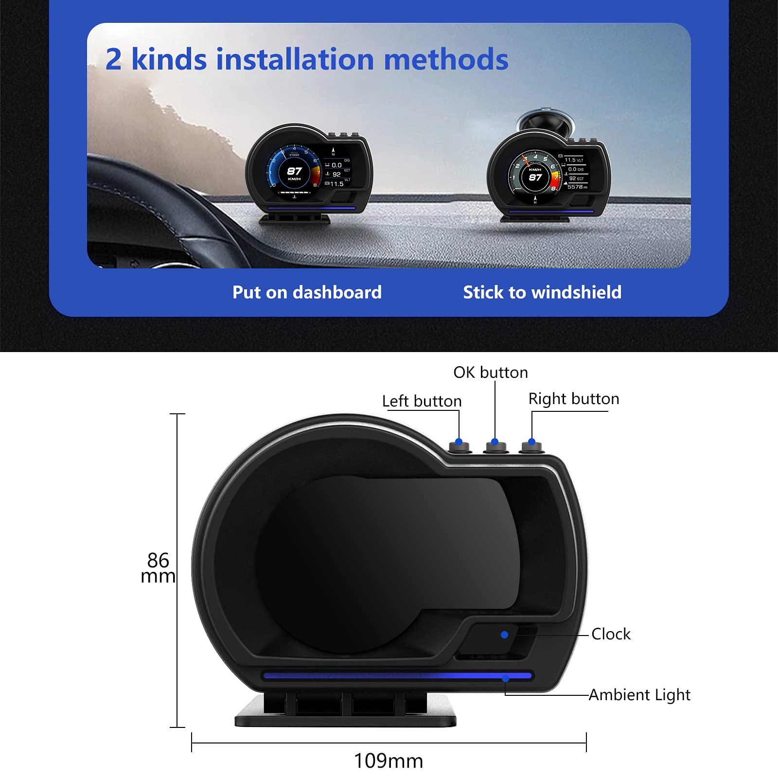 MAIMEIMI GPS HUD color themes improve readability and interior harmony.