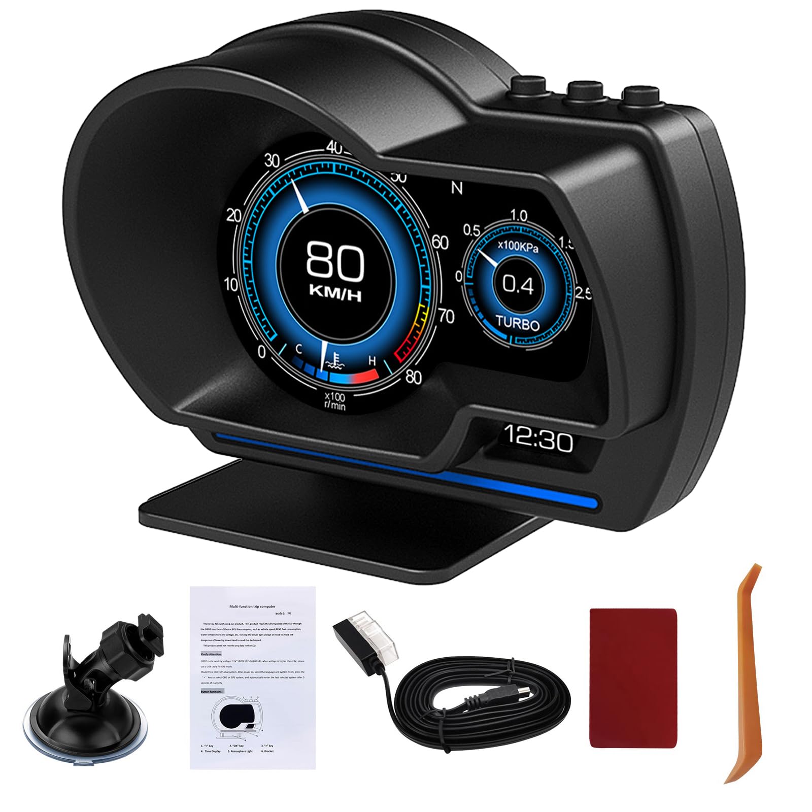 MAIMEIMI OBD2 GPS HUD speed readout on windshield for clear mph viewing.