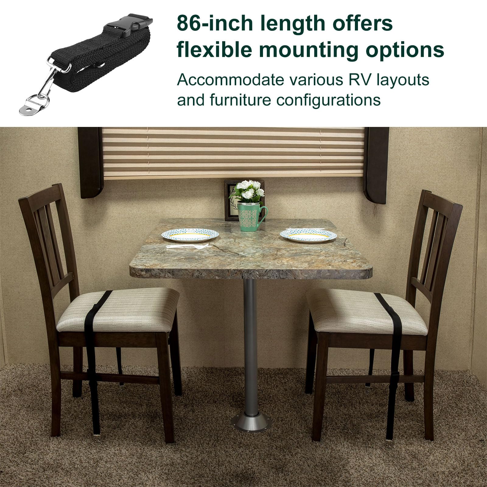 Malae 86-inch strap demonstrates heavy-duty tensile strength for RV setups.