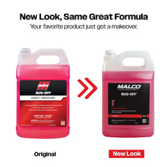 Malco Bug Off bottle label close-up with prewash instructions.