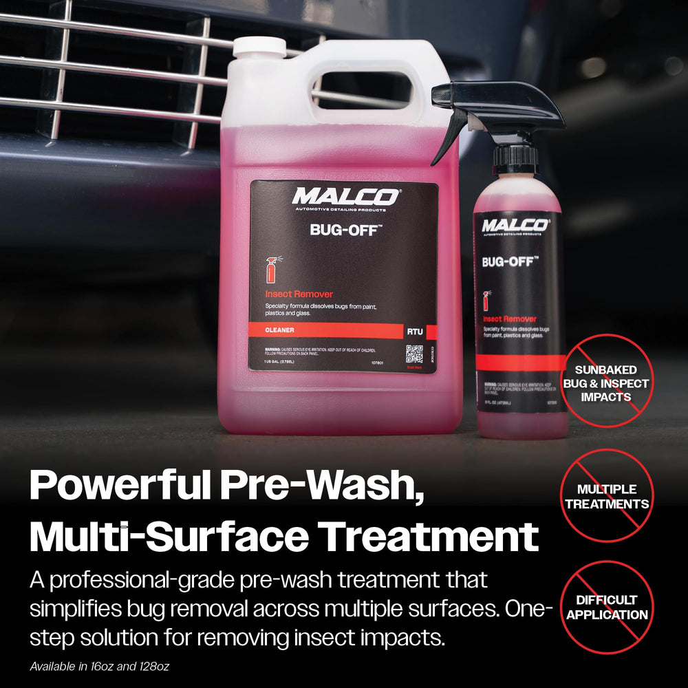 Malco Bug Off emulsifies bugs for quick grills and hoods cleanup.