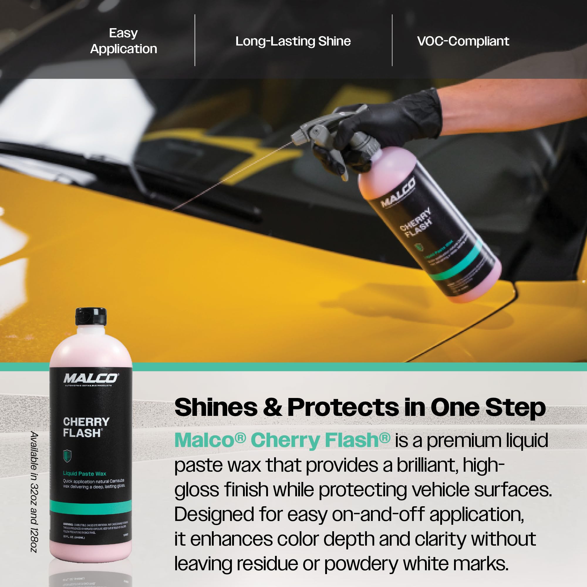 Malco Cherry Flash boat surface shining with water-beading protection