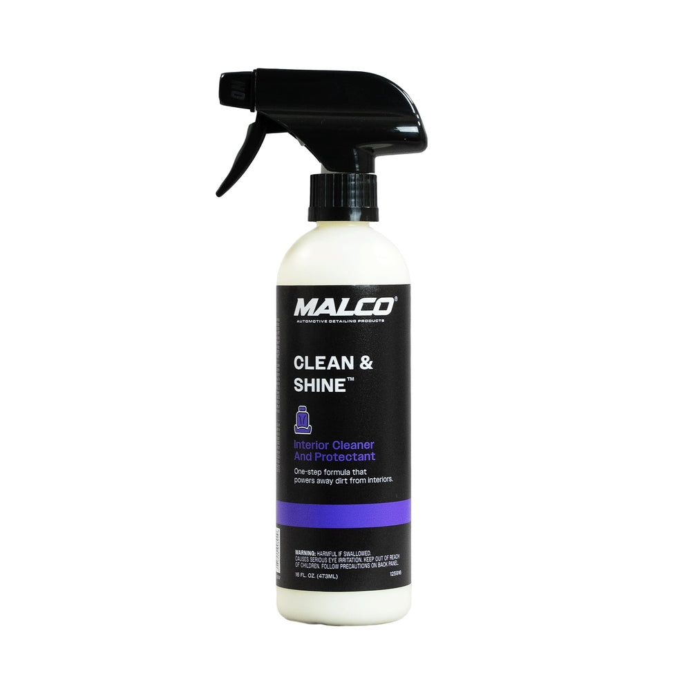 Malco Clean and Shine interior cleaner bottle for quick interior cleaning.