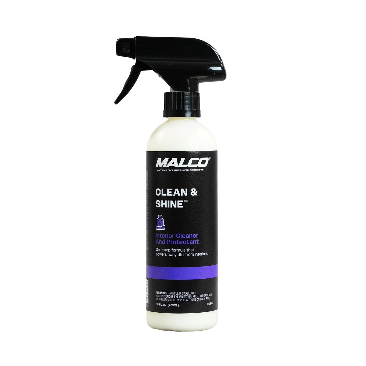 Malco Clean and Shine interior cleaner bottle for quick interior cleaning.