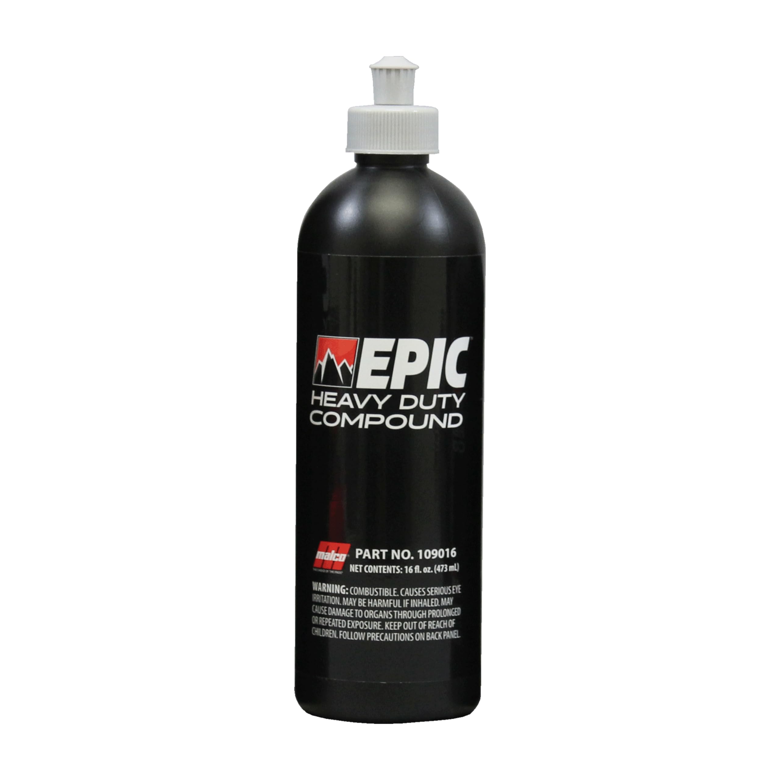 Malco Epic Heavy-Duty Compound bottle for deep scratch removal on cars