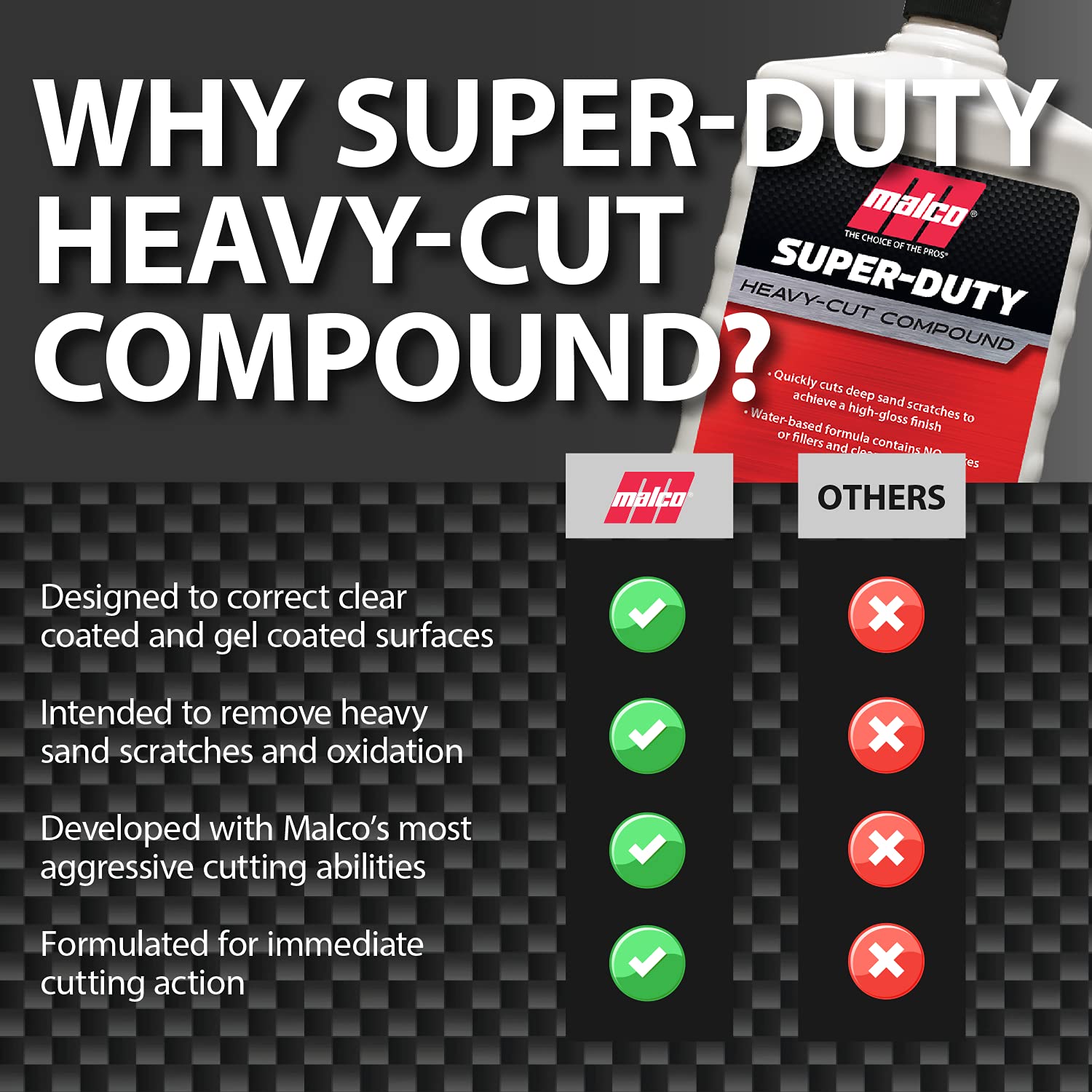 Malco Heavy Cut Compound used on boat gel coat for a smoother finish.
