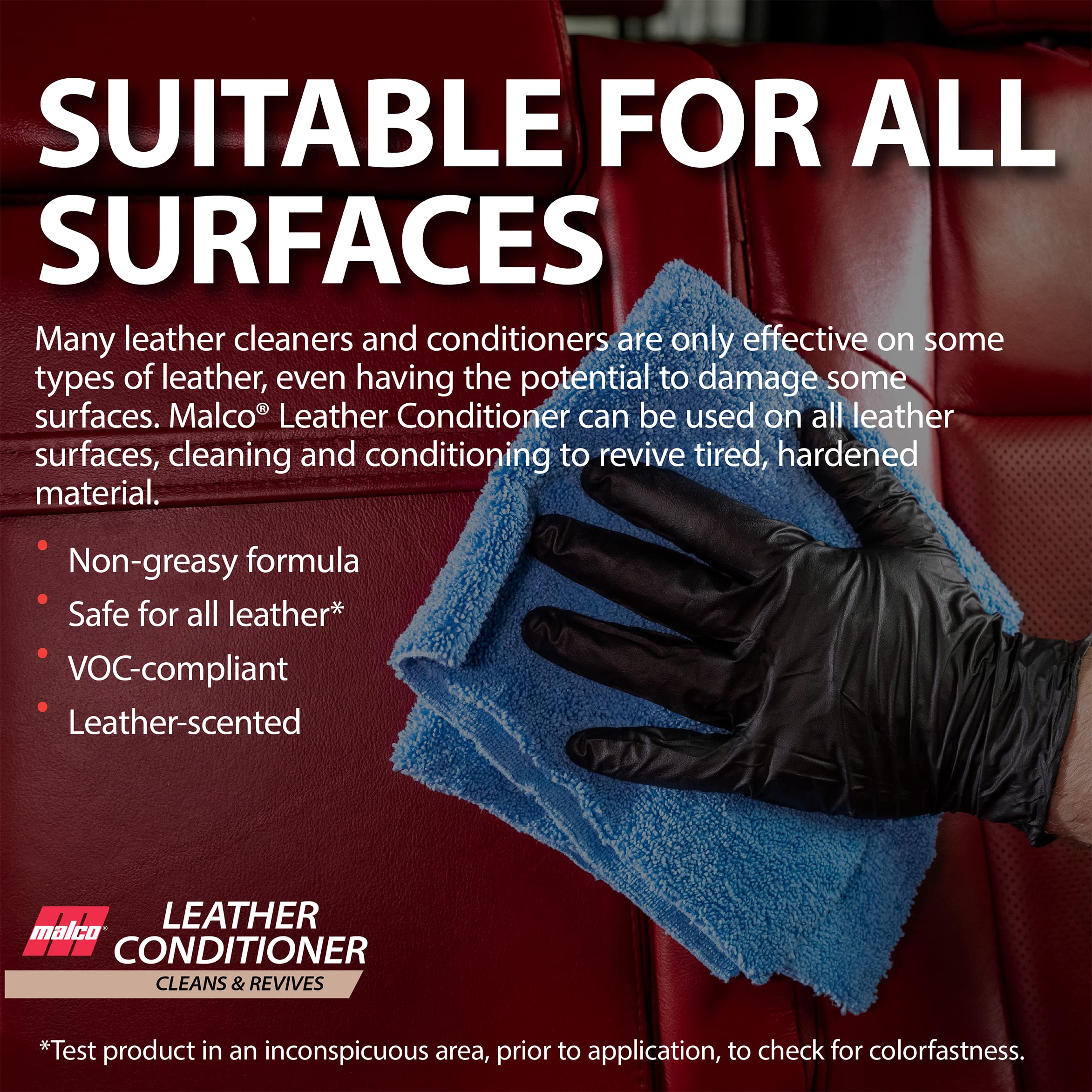 Close-up of leather softening after Malco treatment