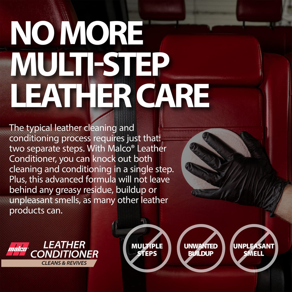 Malco Leather Conditioner around steering wheel with UV-protective finish