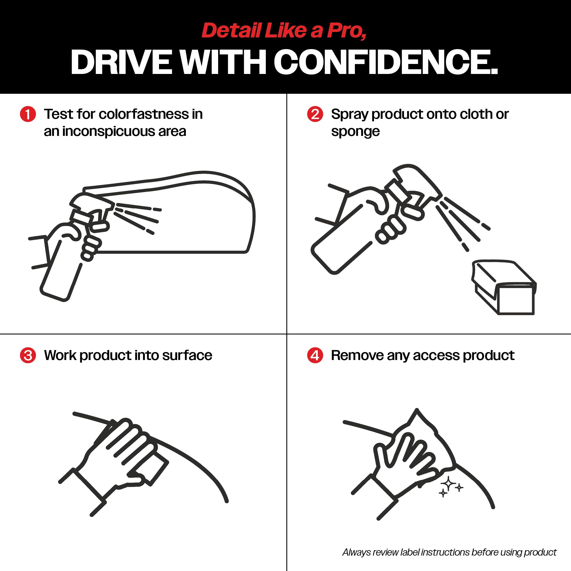 Malco Leather and Plastic Cleaner is applied to a cloth for safe, even cleaning.