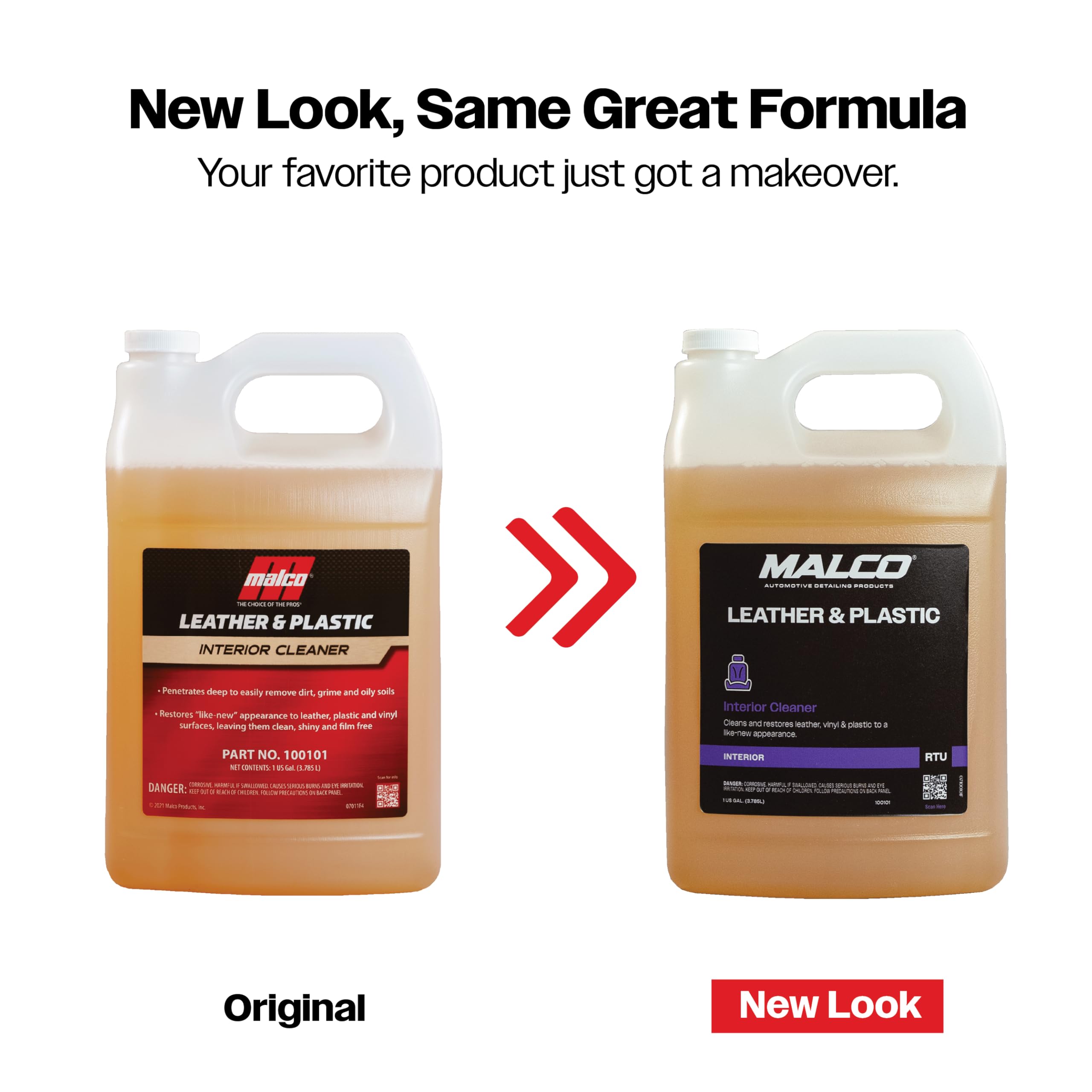 Malco Leather and Plastic Cleaner restores leather, plastic, and vinyl to a near-new appearance.