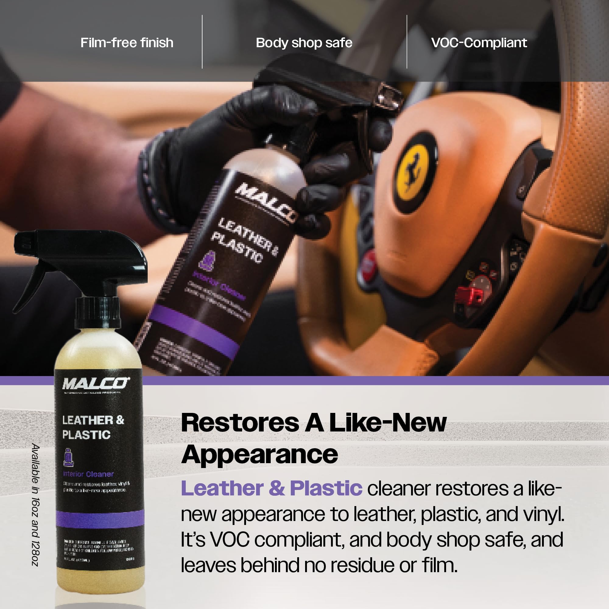 Malco Leather and Plastic Cleaner revitalizes shift knobs with renewed shine.