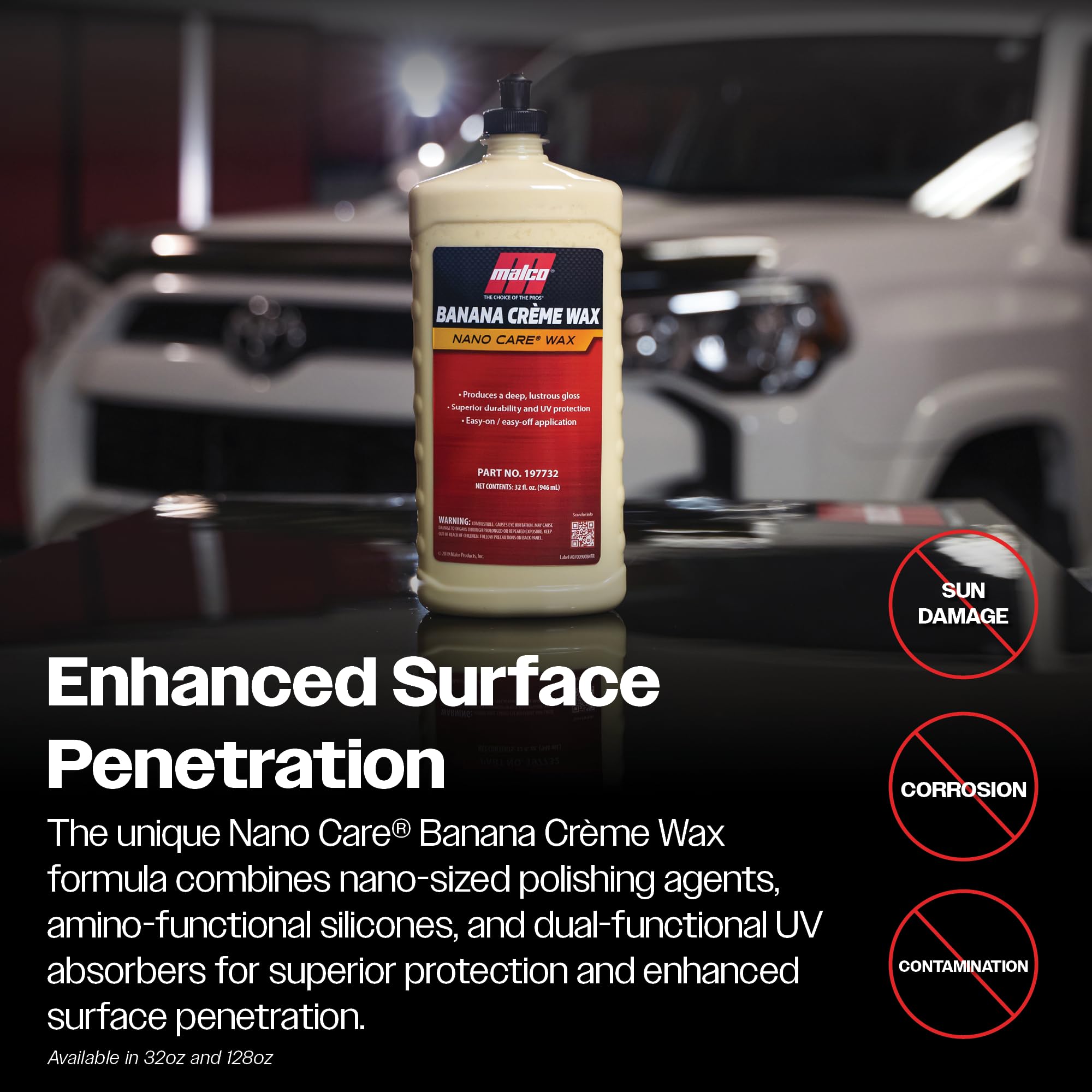 Malco Banana Creme Wax UV protection demonstration on a panel