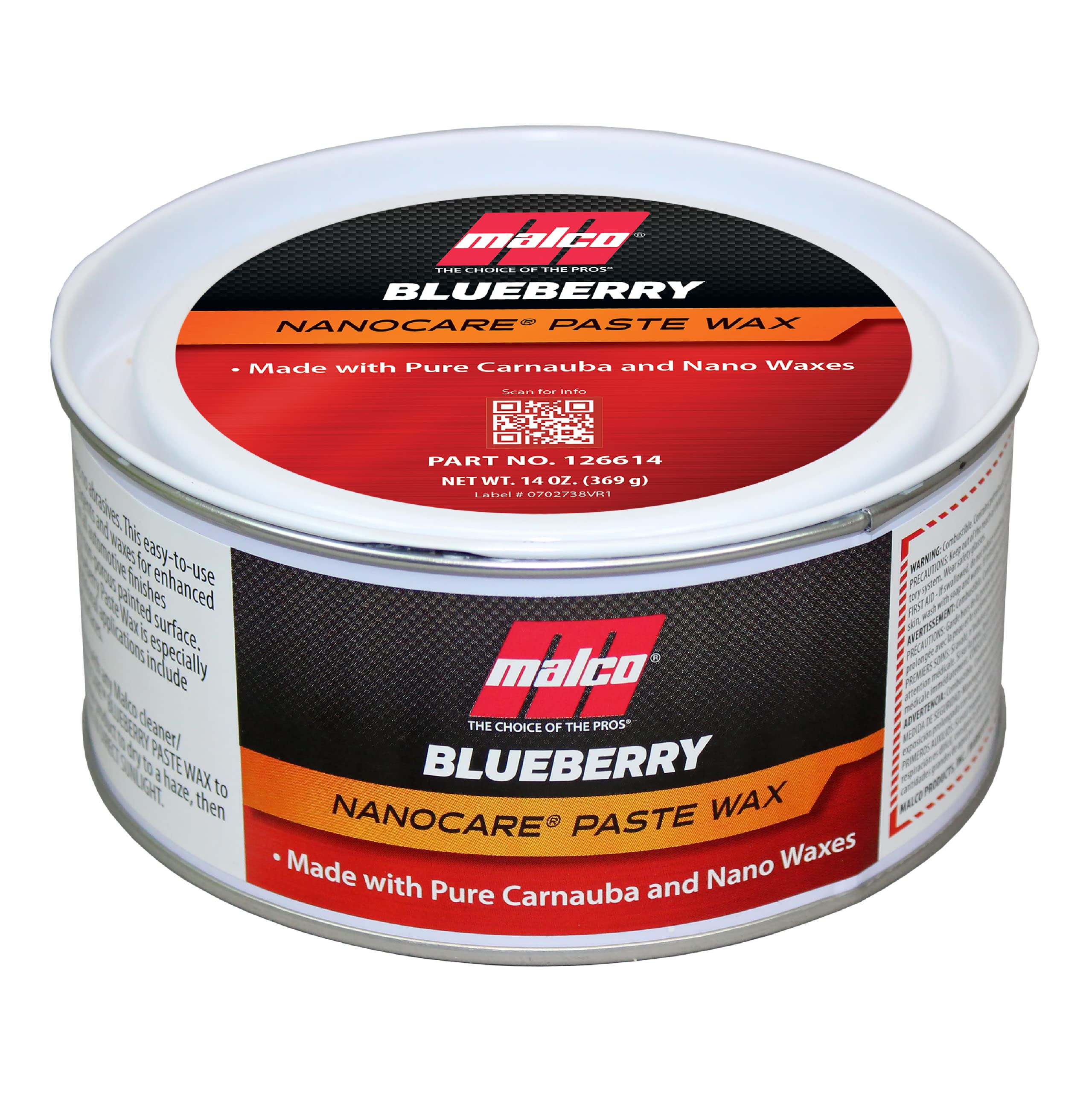 Malco Nano Care Blueberry Paste Wax bottle pouring for easy application and shine