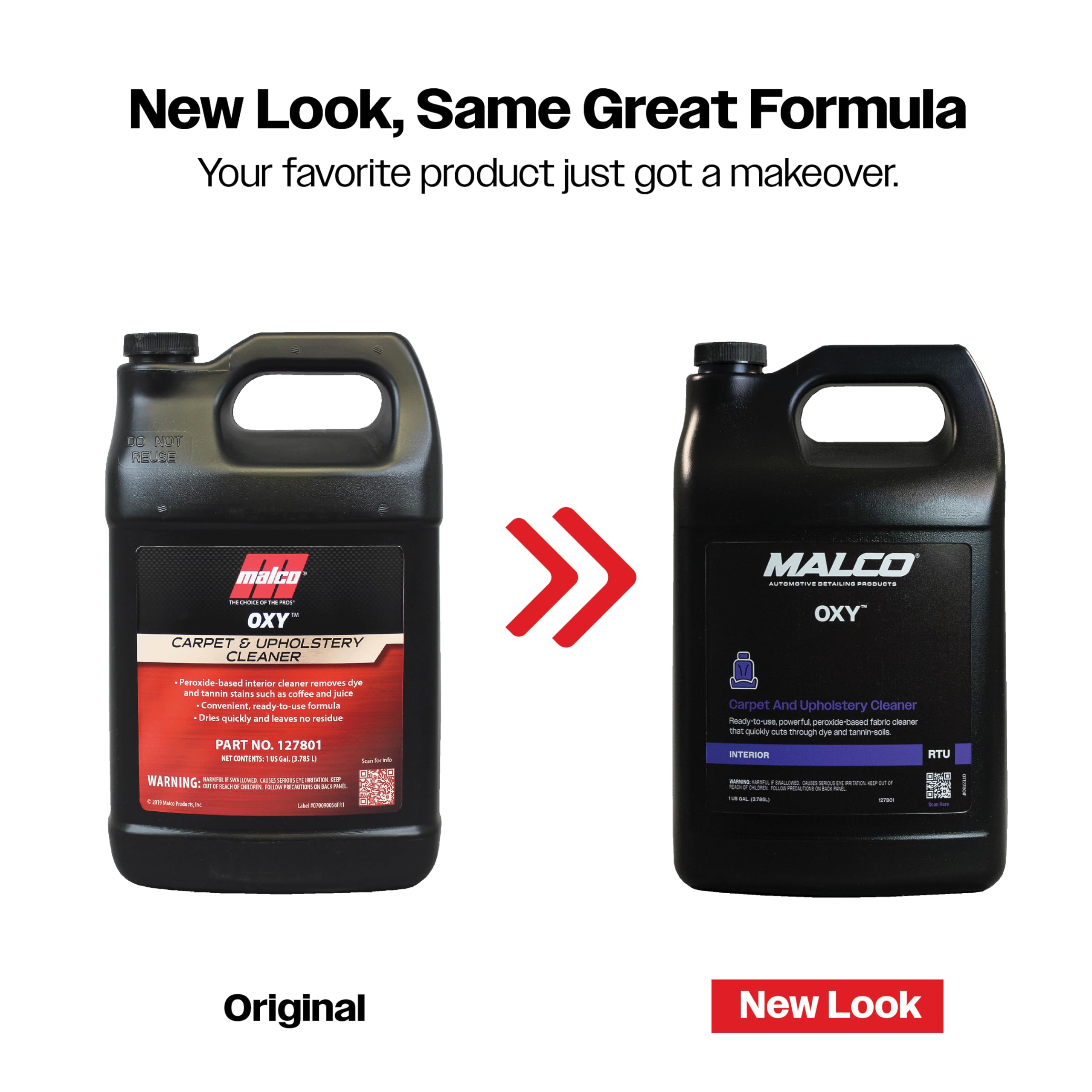 Malco OXY stain remover on fabric seat demonstrates deep cleaning capability