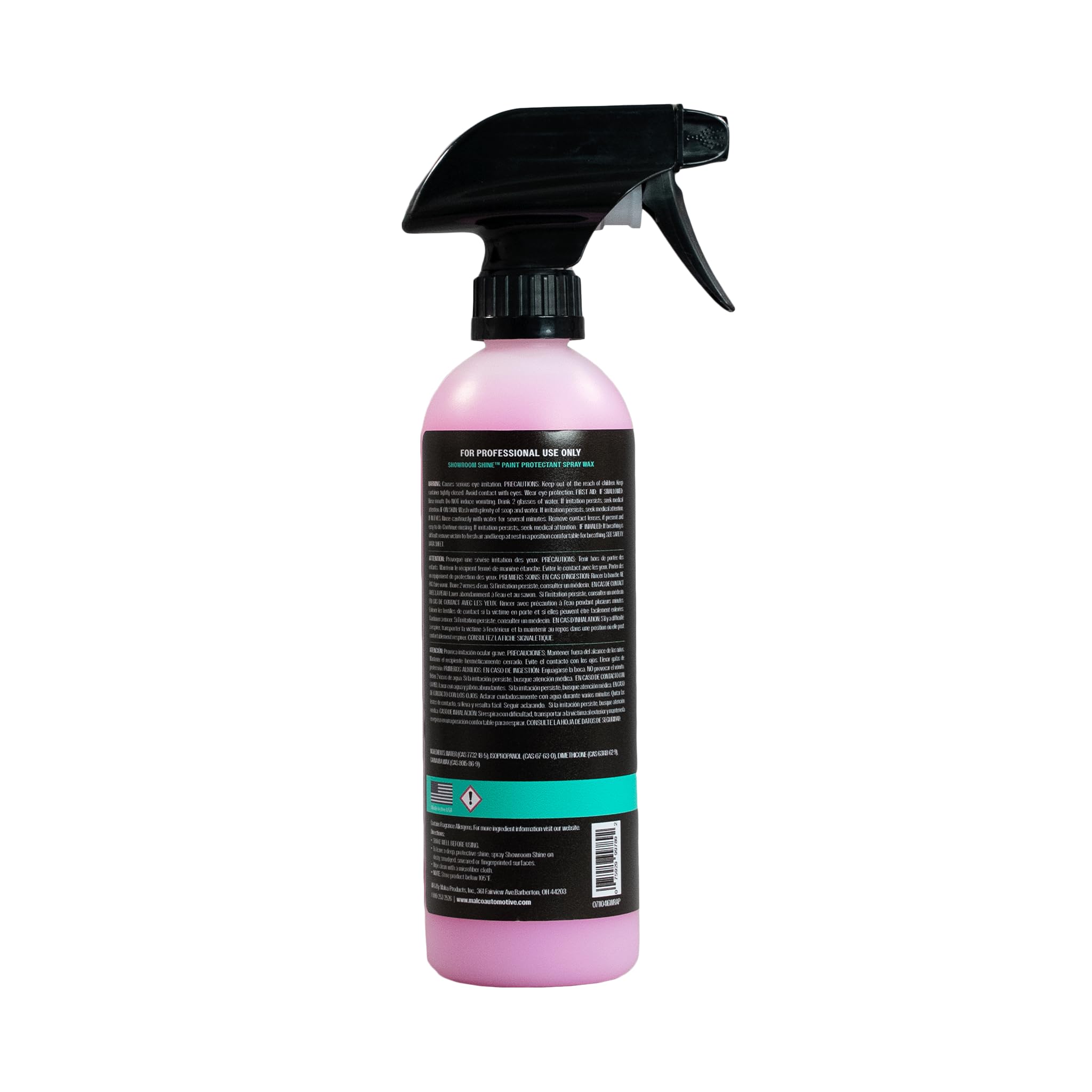 Malco Showroom Shine spray-application on painted surfaces for a streak-free, high-gloss finish.